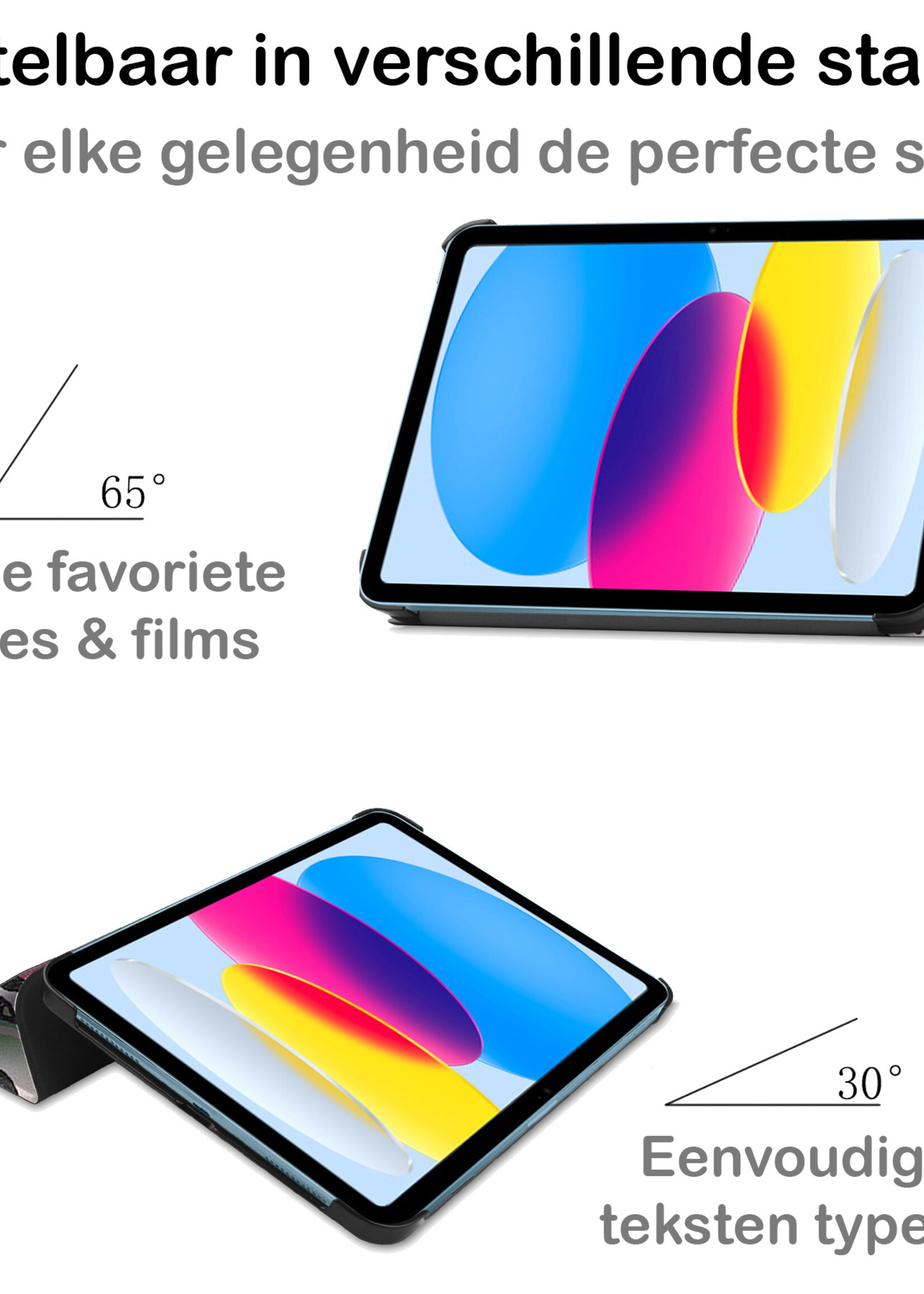 BTH iPad 2022 Hoesje Book Case Luxe Cover Hoes - iPad 10 2022 Hoesje Bookcase - Graffity