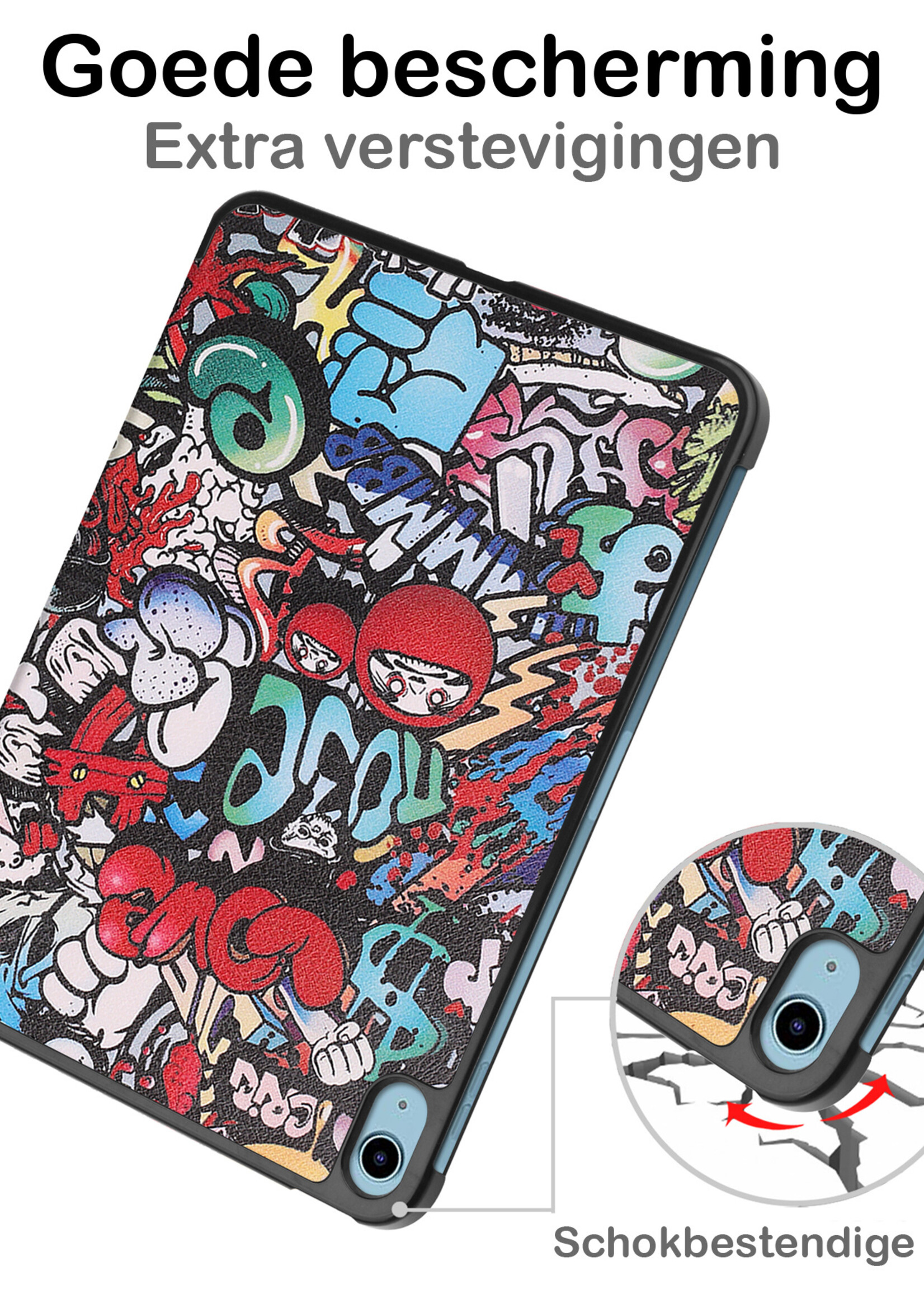 BTH iPad 2022 Hoesje Book Case Luxe Cover Hoes - iPad 10 2022 Hoesje Bookcase - Graffity