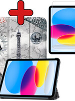 BTH BTH iPad 10 2022 Hoesje Met Screenprotector - Eiffeltoren