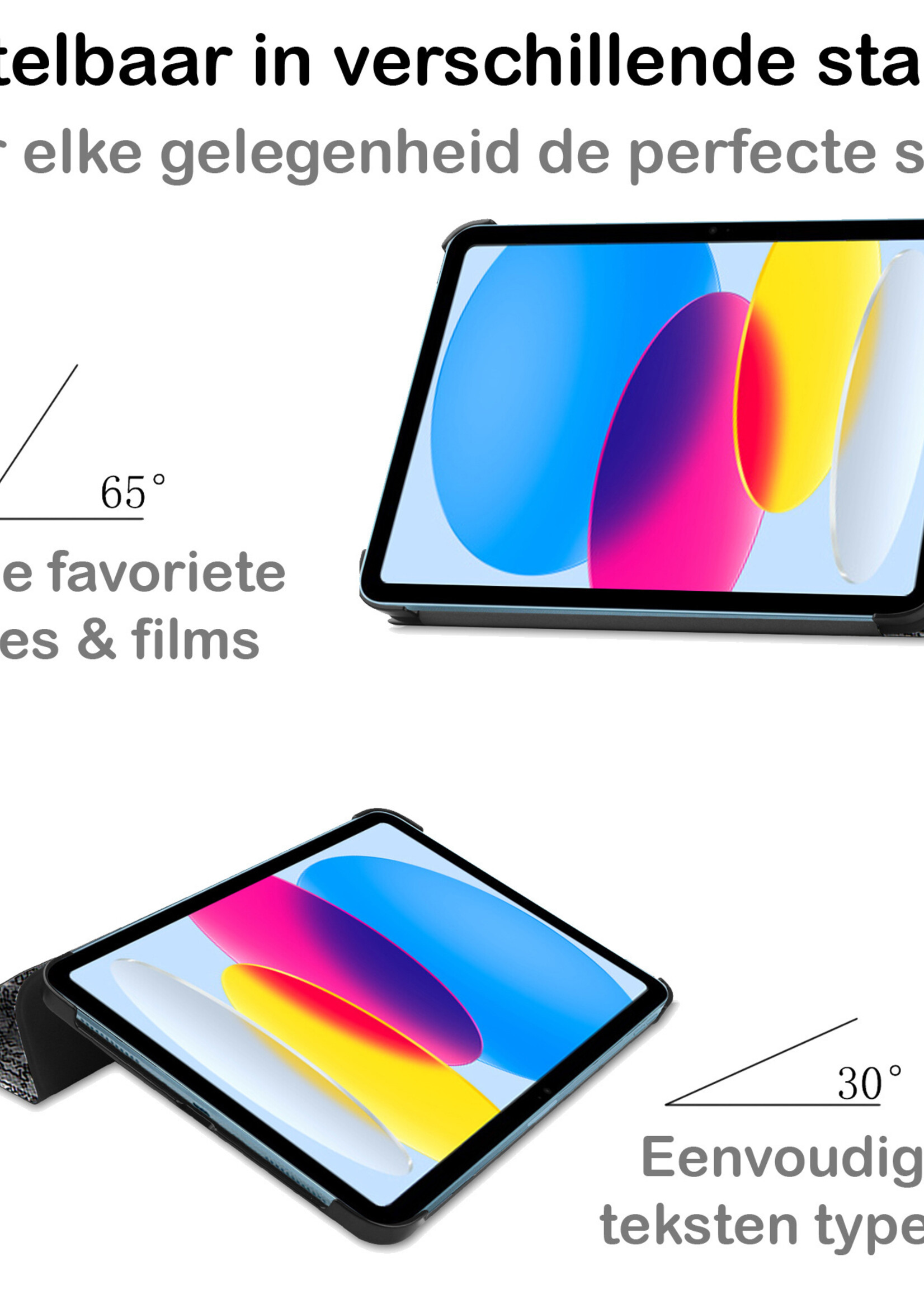 BTH Hoes Geschikt voor iPad 2022 Hoes Book Case Hoesje Trifold Cover Met Screenprotector - Hoesje Geschikt voor iPad 10 Hoesje Bookcase - Eiffeltoren