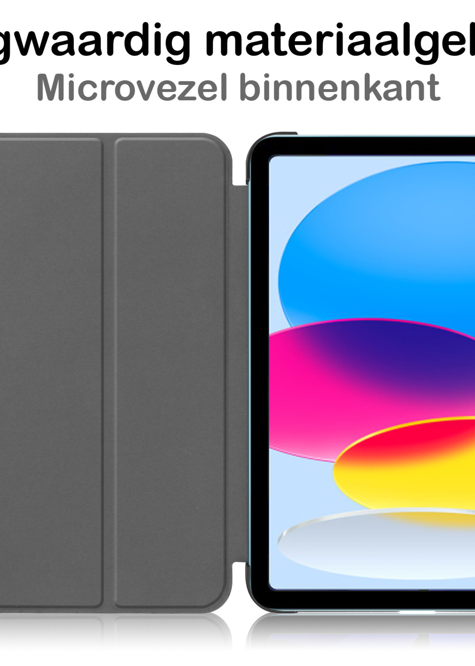 BTH Hoes Geschikt voor iPad 2022 Hoes Book Case Hoesje Trifold Cover Met Screenprotector - Hoesje Geschikt voor iPad 10 Hoesje Bookcase - Rood