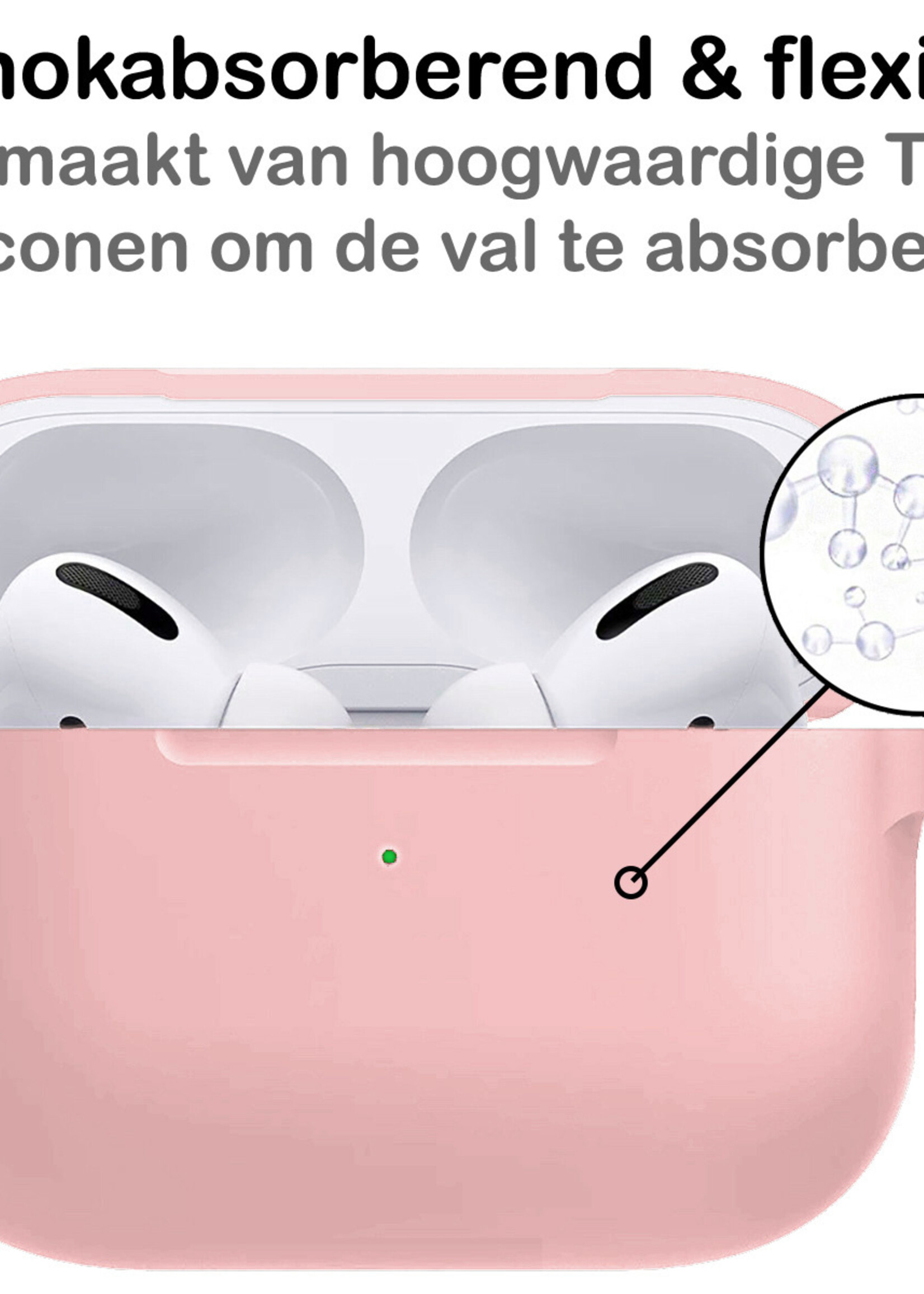 BTH Hoes Geschikt voor AirPods Pro 2 Hoesje Siliconen Case - Hoesje Geschikt voor AirPods Pro 2 Case - Licht Roze