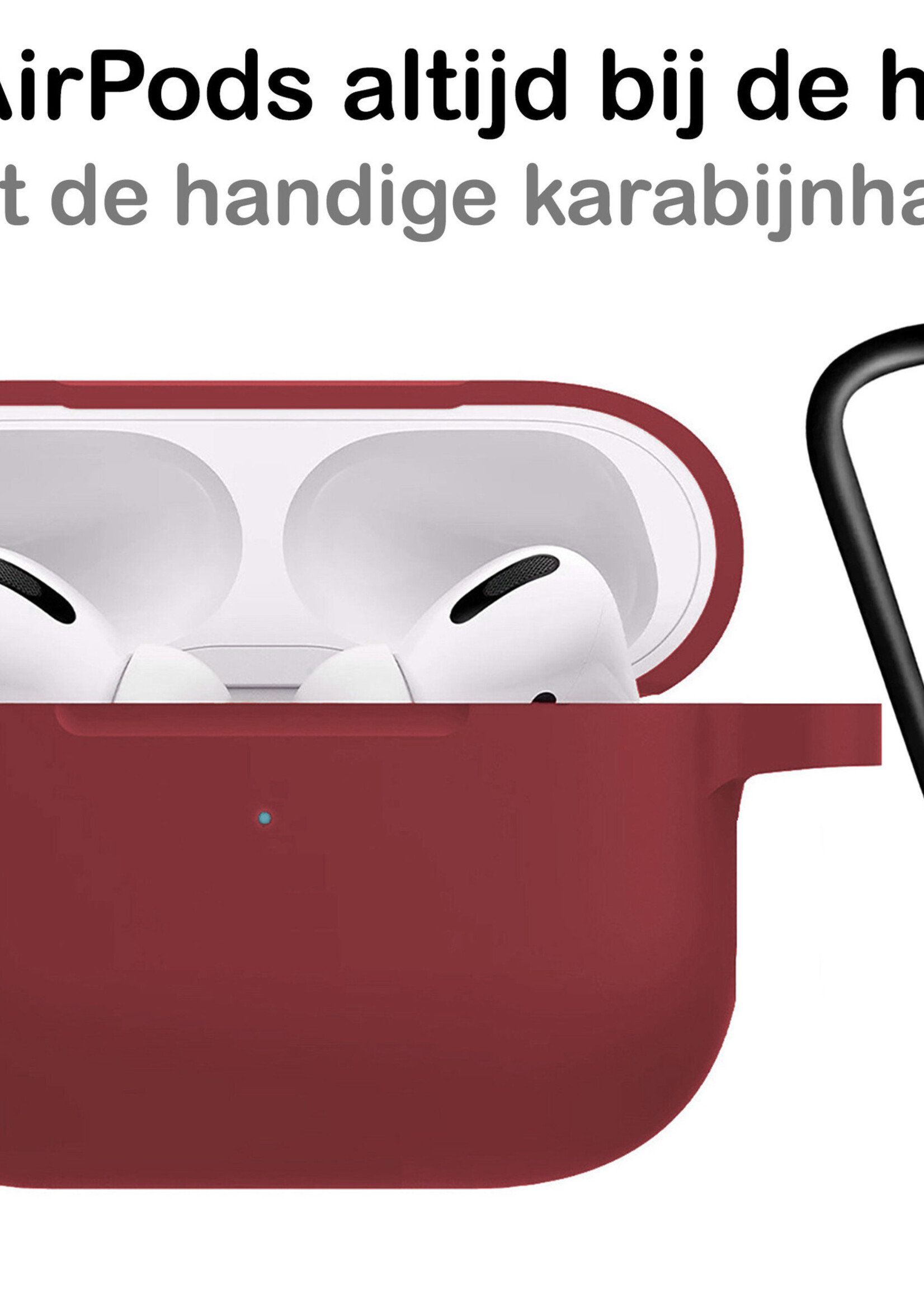 BTH Hoes Geschikt voor AirPods Pro 2 Hoesje Siliconen Case - Hoesje Geschikt voor AirPods Pro 2 Case - Wijnrood