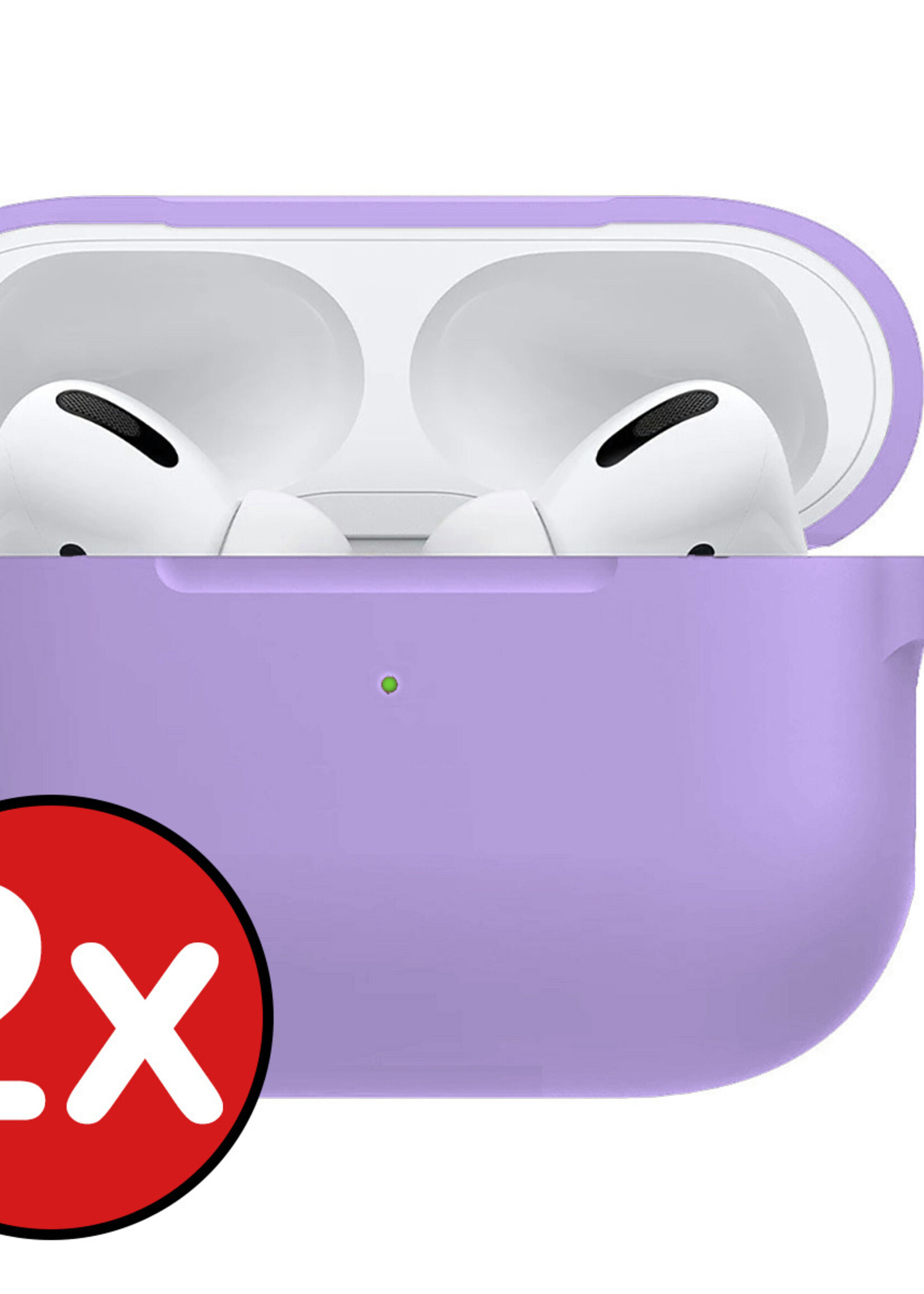BTH Case Geschikt voor AirPods Pro 2 Hoesje Hoes Siliconen Met Clip Cover - Hoesje Geschikt voor Apple AirPods Pro 2 Siliconen Met Clip - Lila - 2 PACK