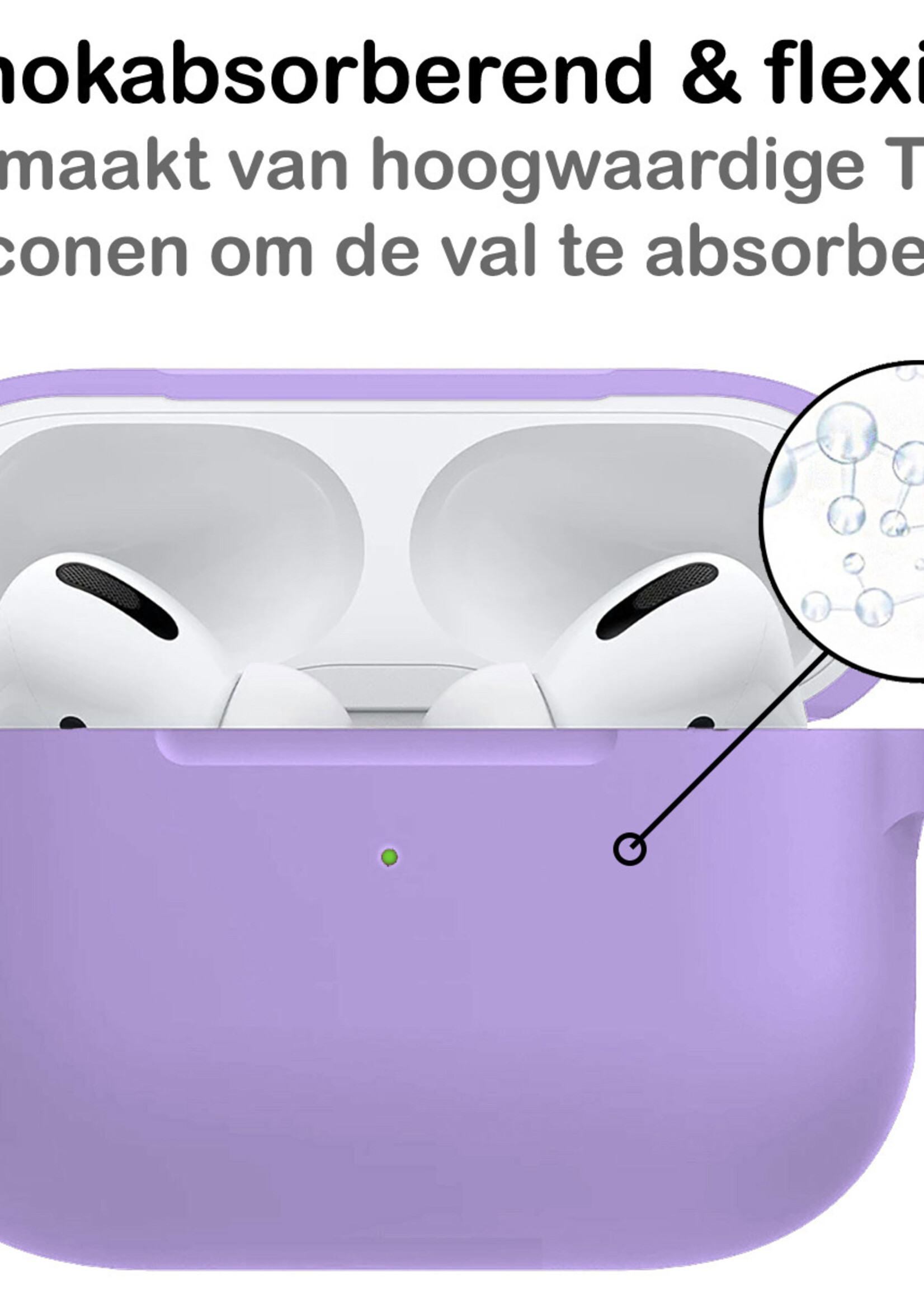 BTH Case Geschikt voor AirPods Pro 2 Hoesje Hoes Siliconen Met Clip Cover - Hoesje Geschikt voor Apple AirPods Pro 2 Siliconen Met Clip - Lila - 2 PACK
