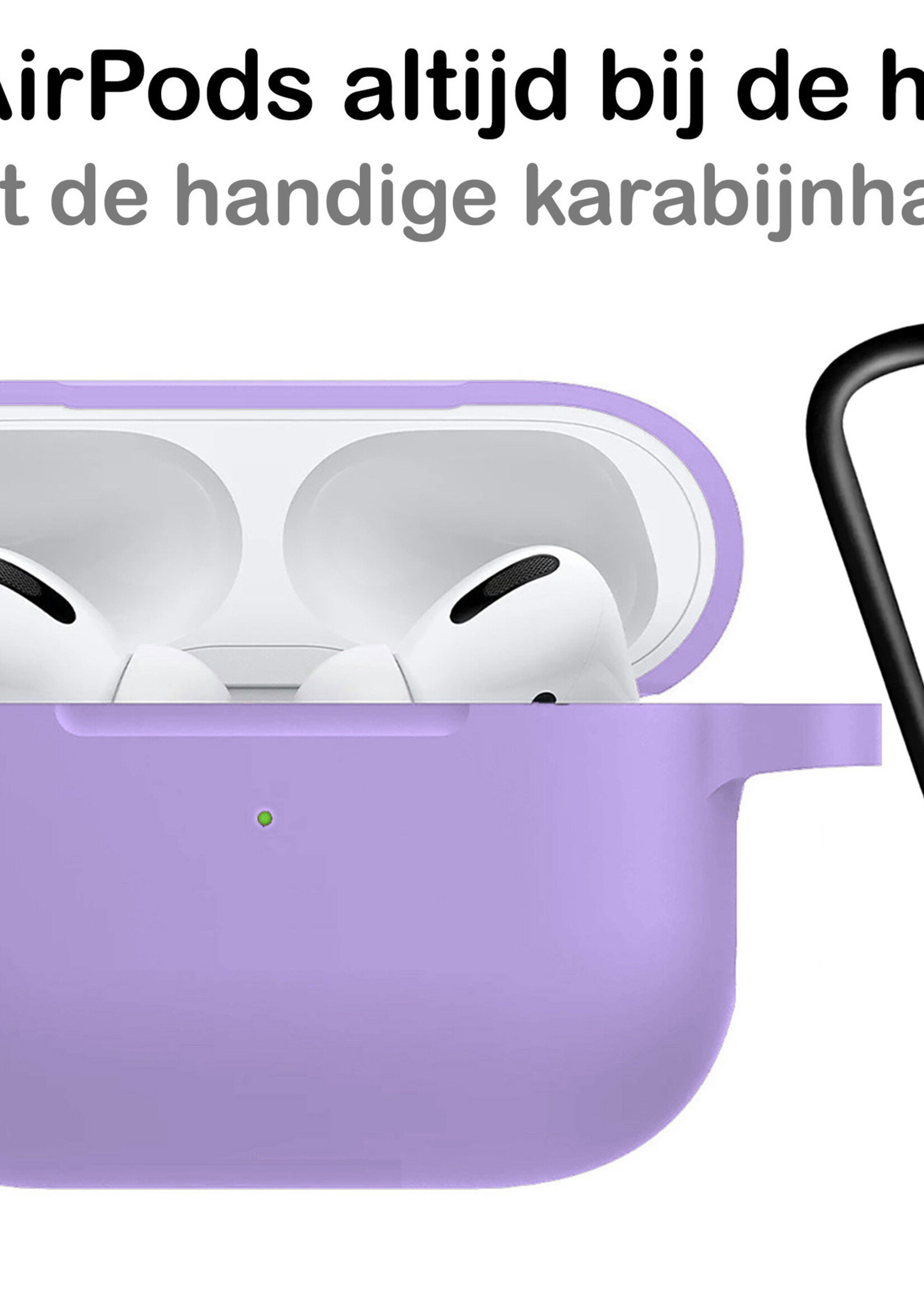 BTH Case Geschikt voor AirPods Pro 2 Hoesje Hoes Siliconen Met Clip Cover - Hoesje Geschikt voor Apple AirPods Pro 2 Siliconen Met Clip - Lila - 2 PACK