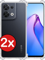 BTH BTH Oppo Reno8 Hoesje Shockproof - Transparant - 2 PACK