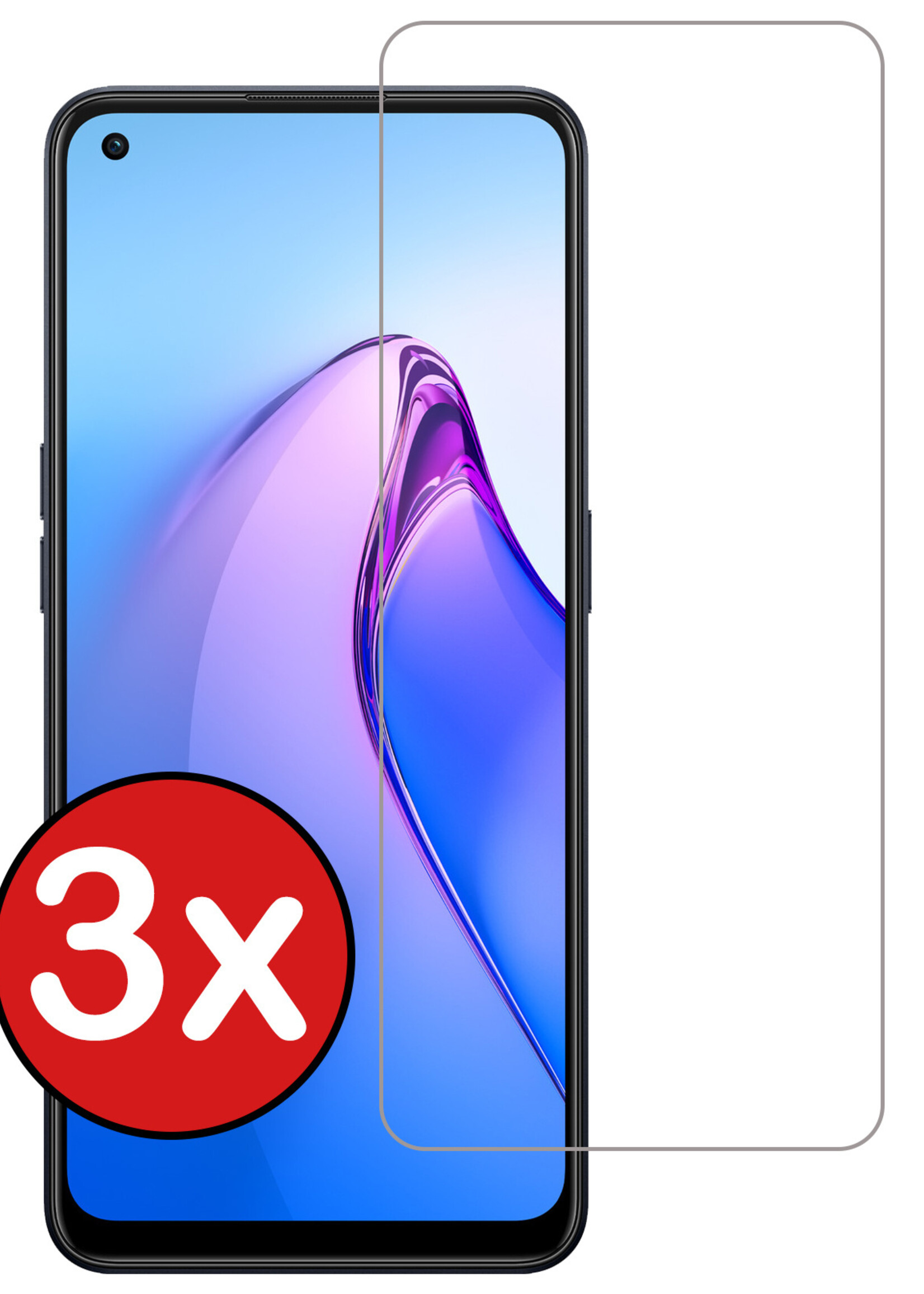 BTH Screenprotector Geschikt voor OPPO Reno 8 Screenprotector Glas Gehard Tempered Glass - Screenprotector Geschikt voor OPPO Reno 8 Screen Protector Screen Cover - 3 PACK