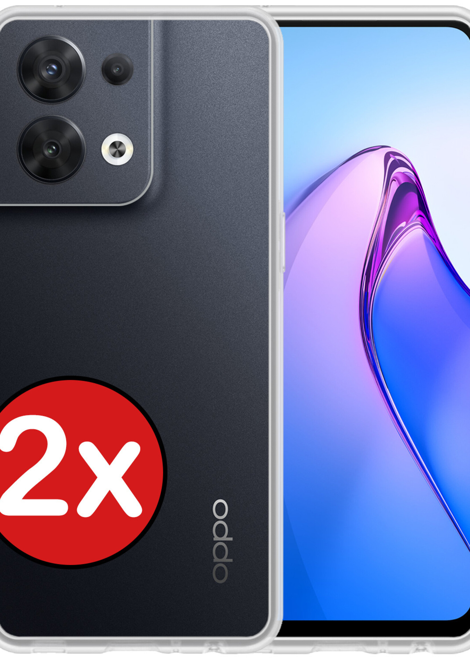 BTH Hoesje Geschikt voor OPPO Reno 8 Hoesje Siliconen Case Hoes - Hoes Geschikt voor OPPO Reno 8 Hoes Cover Case - Transparant - 2 PACK