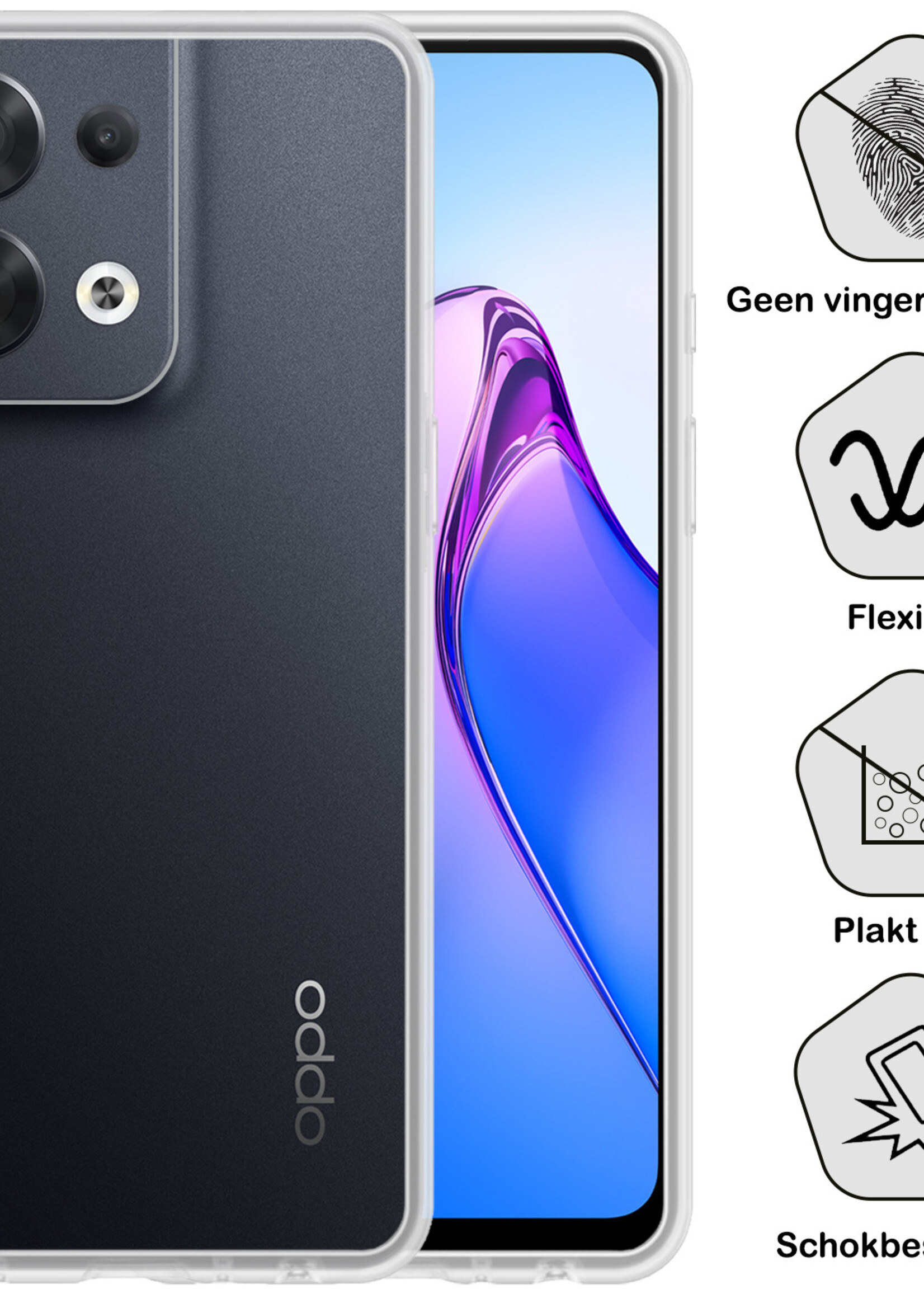 BTH Hoesje Geschikt voor OPPO Reno 8 Pro Hoesje Siliconen Case Hoes - Hoes Geschikt voor OPPO Reno 8 Pro Hoes Cover Case - Transparant - 2 PACK