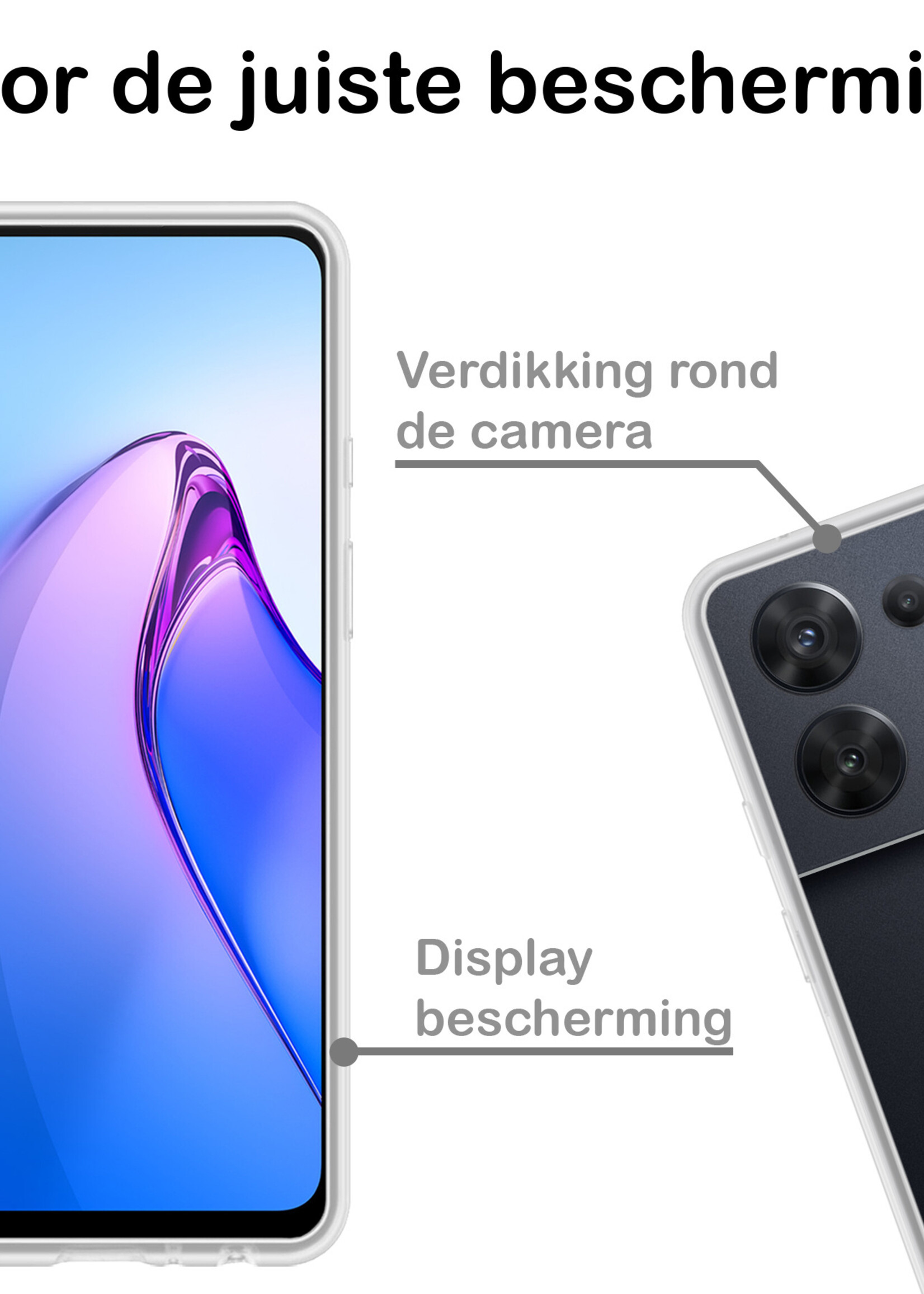 BTH Hoesje Geschikt voor OPPO Reno 8 Pro Hoesje Siliconen Case Hoes - Hoes Geschikt voor OPPO Reno 8 Pro Hoes Cover Case - Transparant - 2 PACK