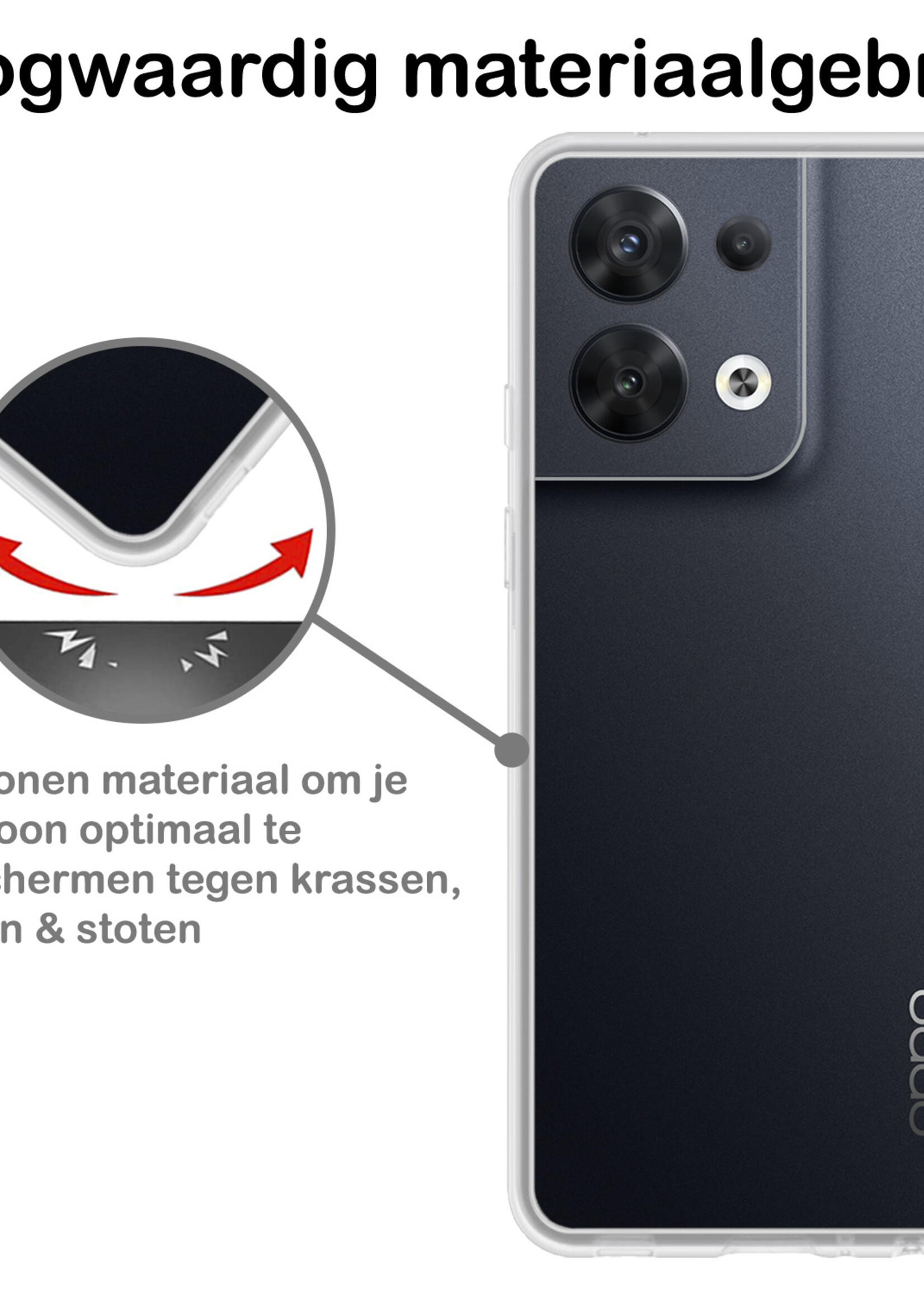 BTH Hoesje Geschikt voor OPPO Reno 8 Pro Hoesje Siliconen Case Hoes - Hoes Geschikt voor OPPO Reno 8 Pro Hoes Cover Case - Transparant - 2 PACK