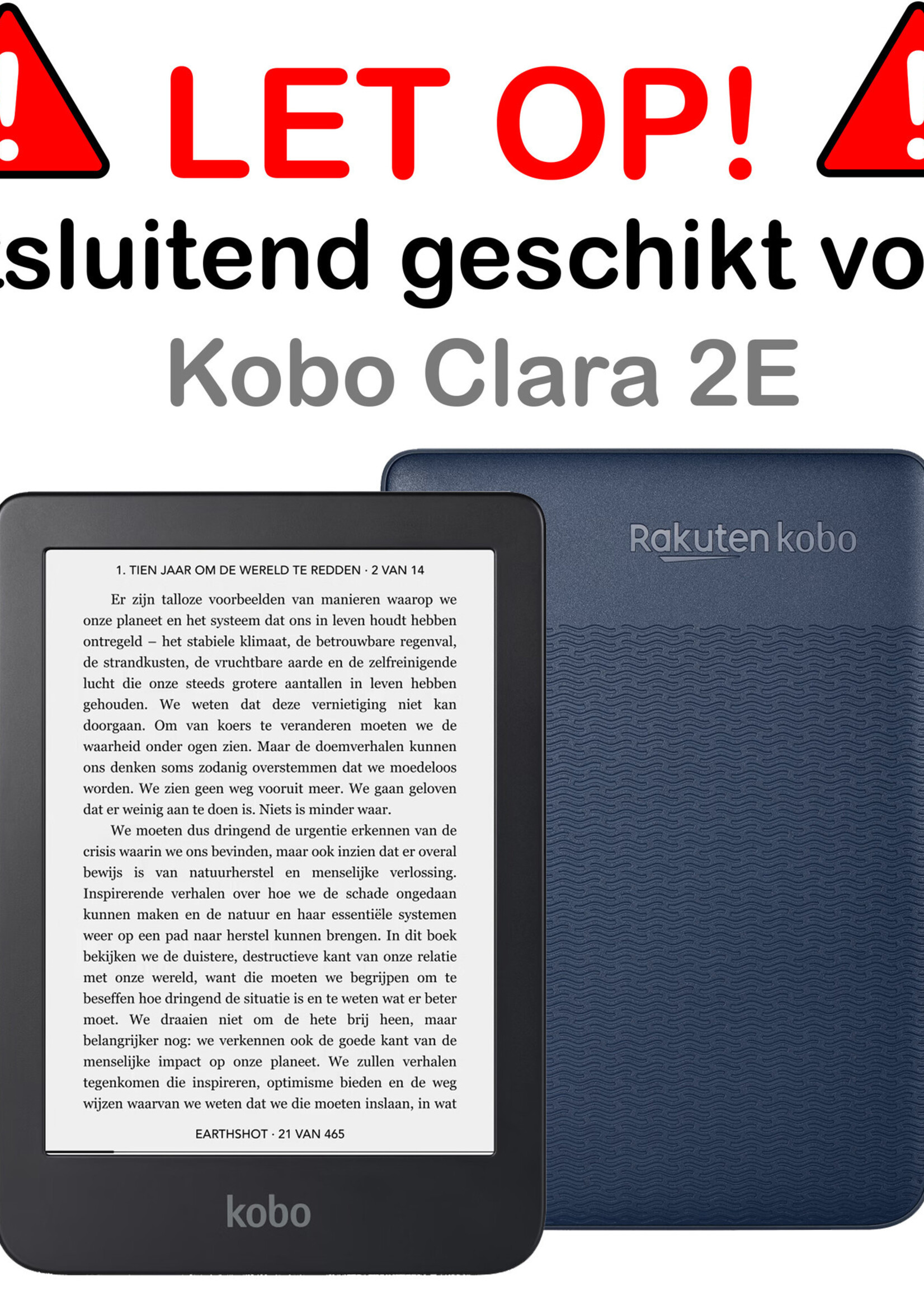 BTH Kobo Clara 2E Hoesje Luxe Bescherm Case - Kobo Clara 2E Hoes Book Cover - Donkerblauw