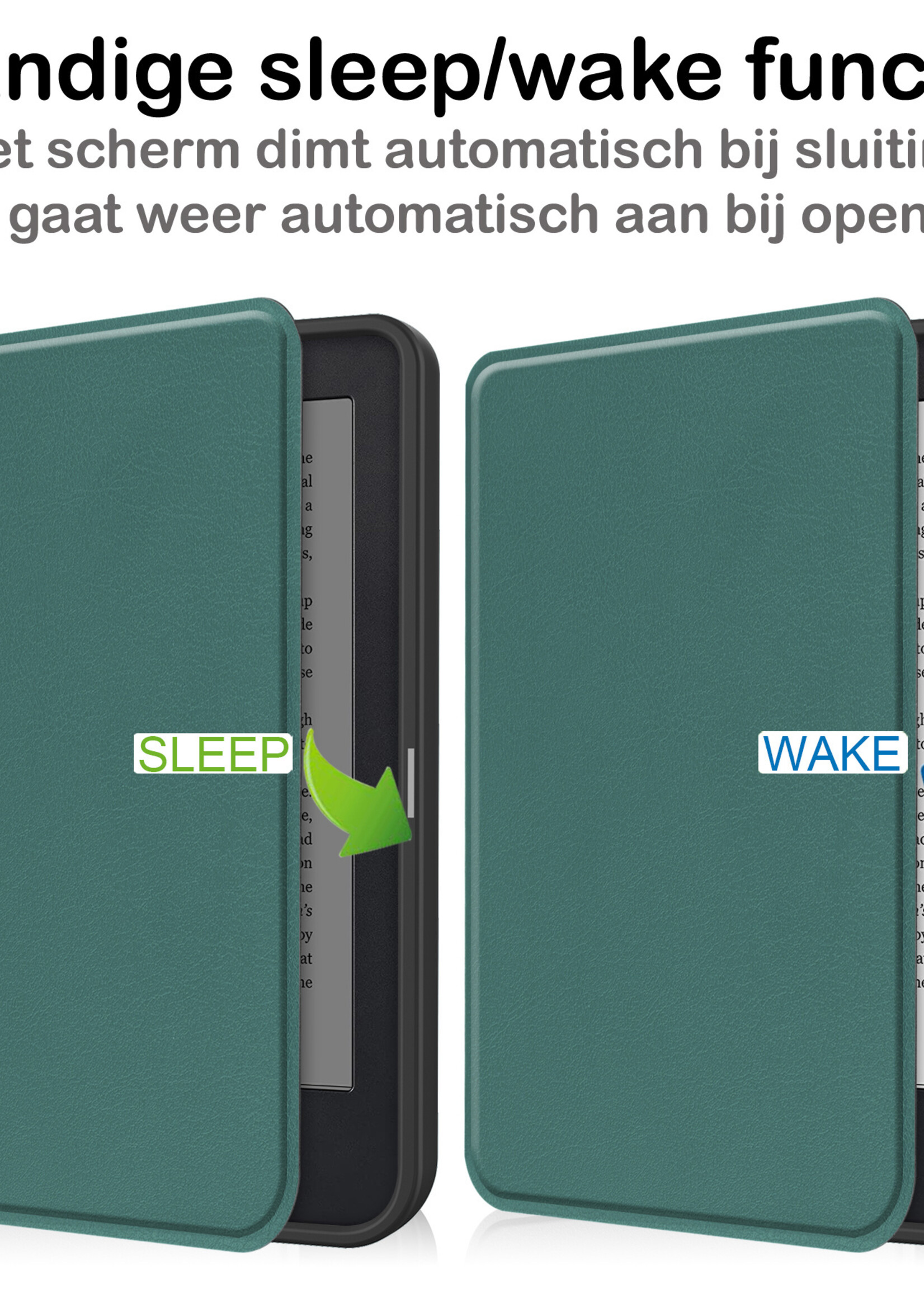 BTH Kobo Clara 2E Hoesje Luxe Bescherm Case - Kobo Clara 2E Hoes Book Cover - Donkergroen
