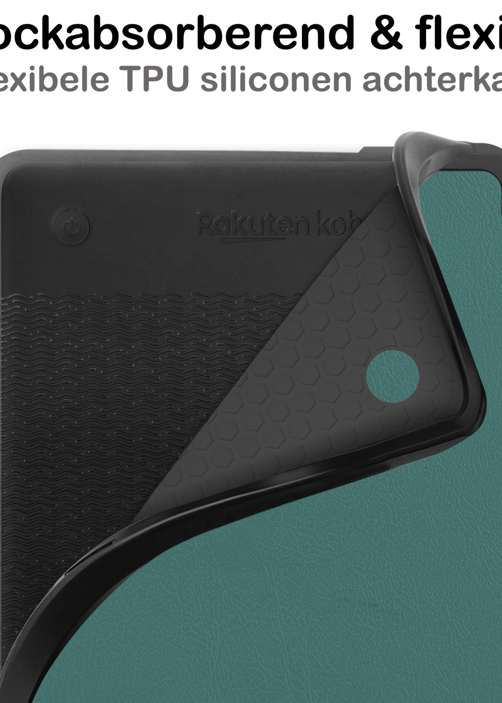 BTH Kobo Clara 2E Hoesje Luxe Bescherm Case - Kobo Clara 2E Hoes Book Cover - Donkergroen