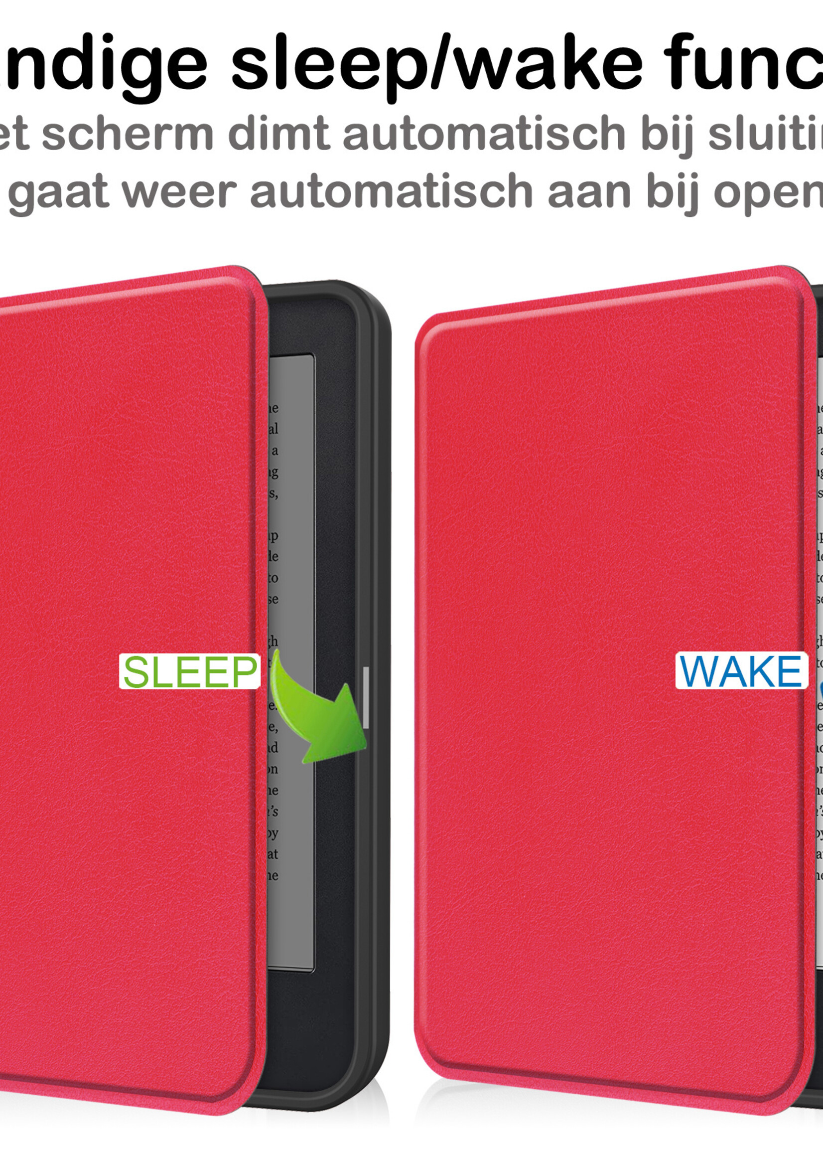 BTH Kobo Clara 2E Hoesje Luxe Bescherm Case - Kobo Clara 2E Hoes Book Cover - Rood