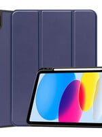 BTH BTH iPad 10 2022 Hoesje Met Uitsparing Apple Pencil - Donkerblauw