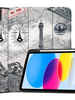 BTH BTH iPad 10 2022 Hoesje Met Uitsparing Apple Pencil - Eiffeltoren