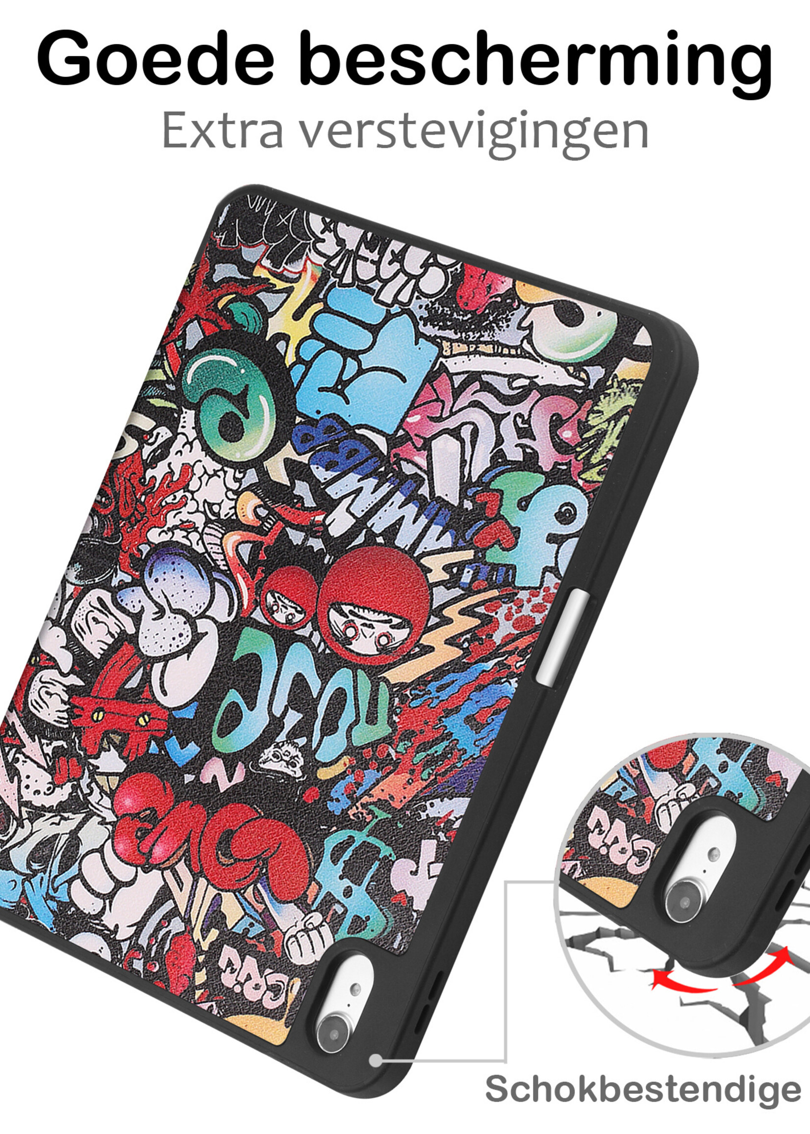 BTH iPad 2022 Hoesje Book Case Luxe Cover Hoes Met Uitsparing Apple Pencil - iPad 10 2022 Hoes Bookcase - Graffity