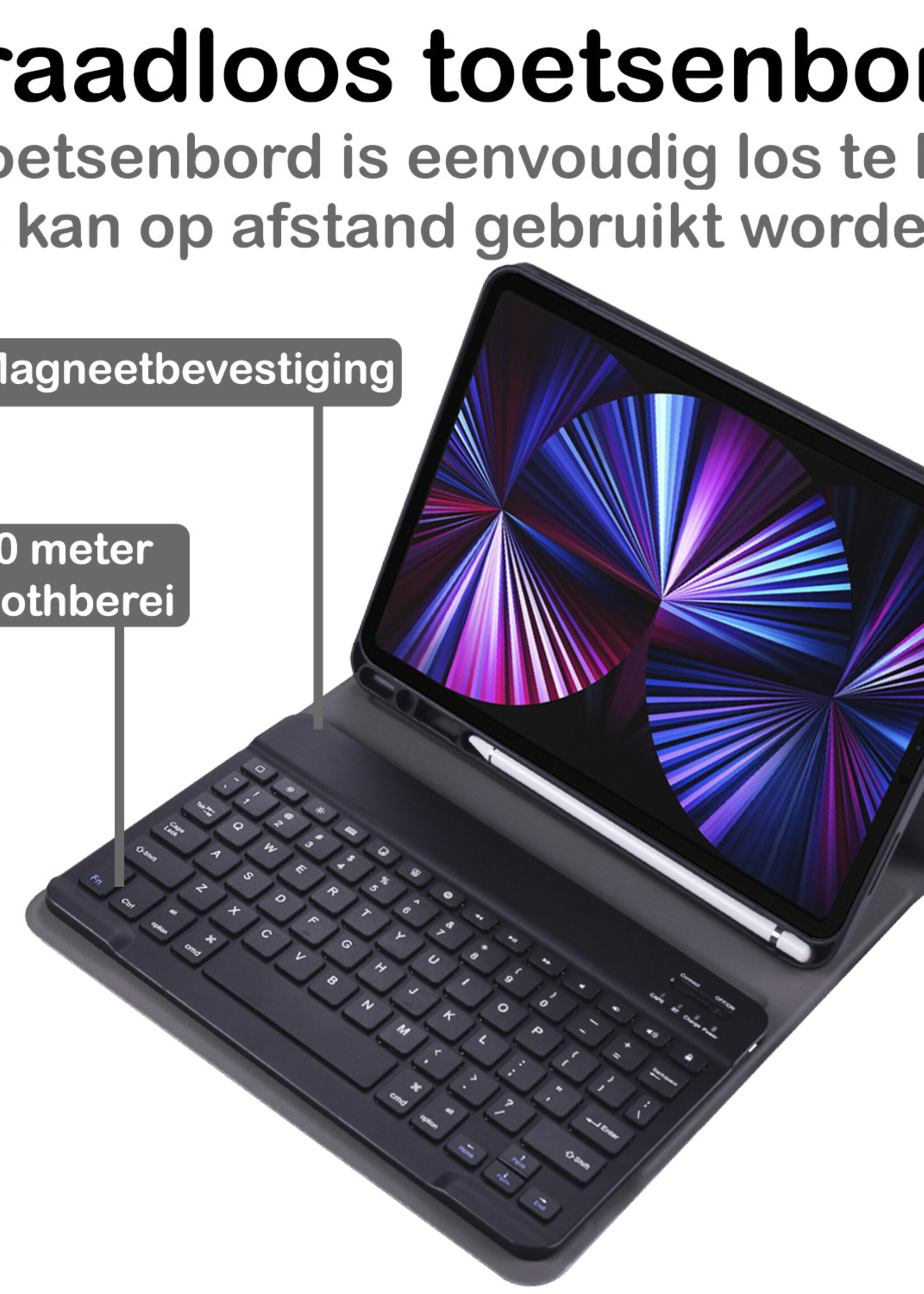 BTH BTH iPad Pro 11 inch (2022) Toetsenbordhoes - Zwart