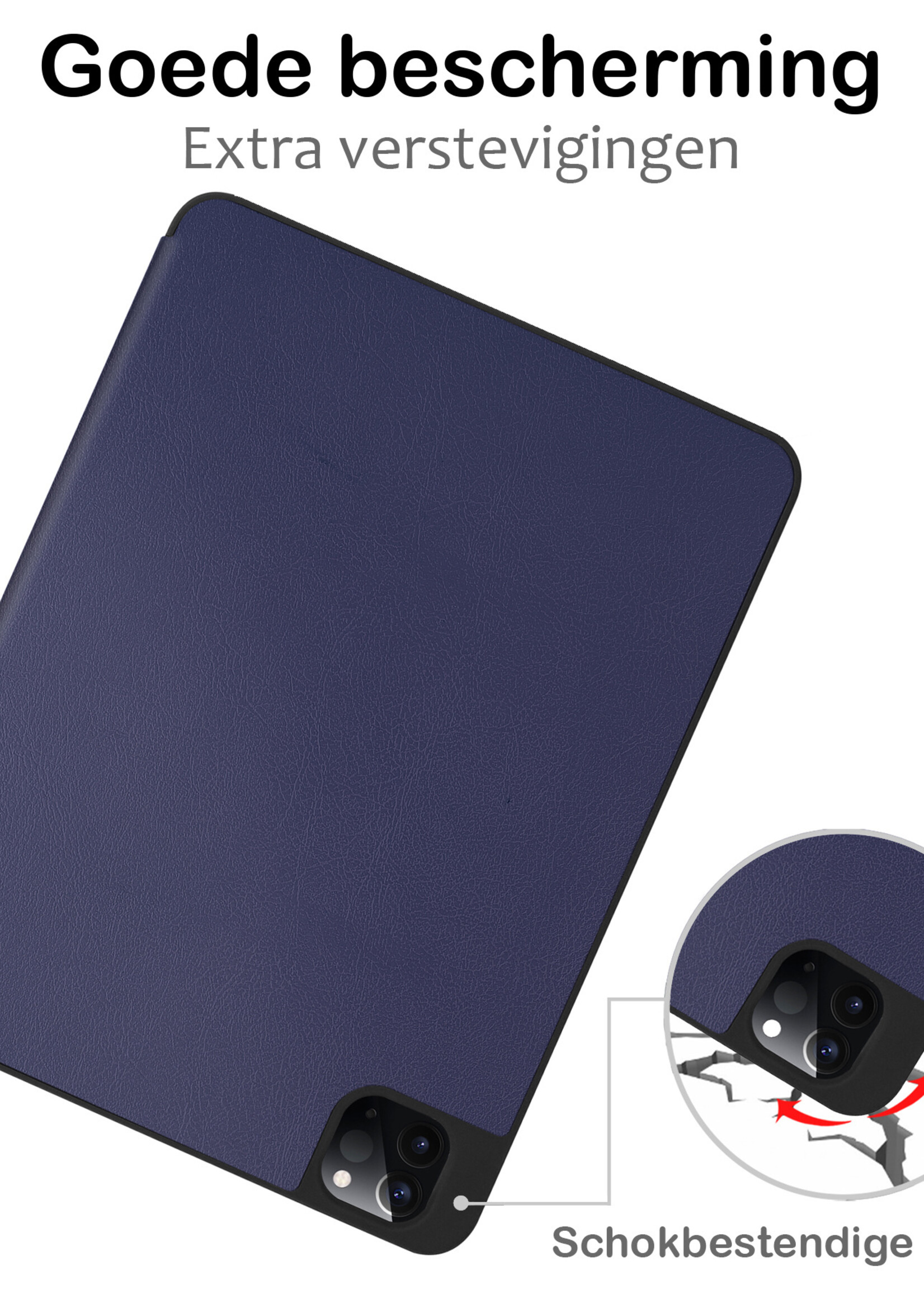 BTH BTH iPad Pro 12.9 inch (2022) Hoesje Met Apple Pencilhouder - Donkerblauw