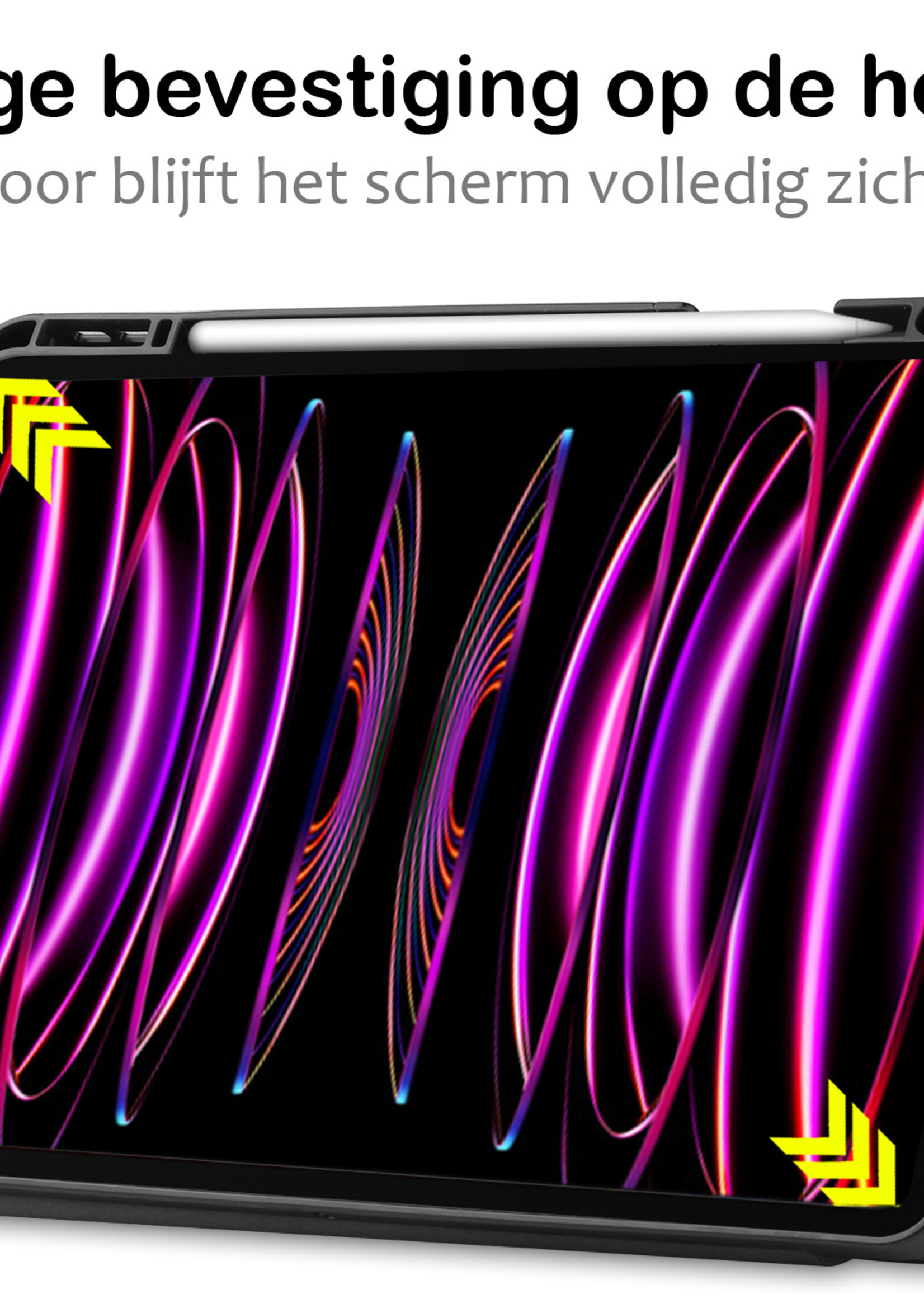 BTH BTH iPad Pro 12.9 inch (2022) Hoesje Met Apple Pencilhouder - Grijs