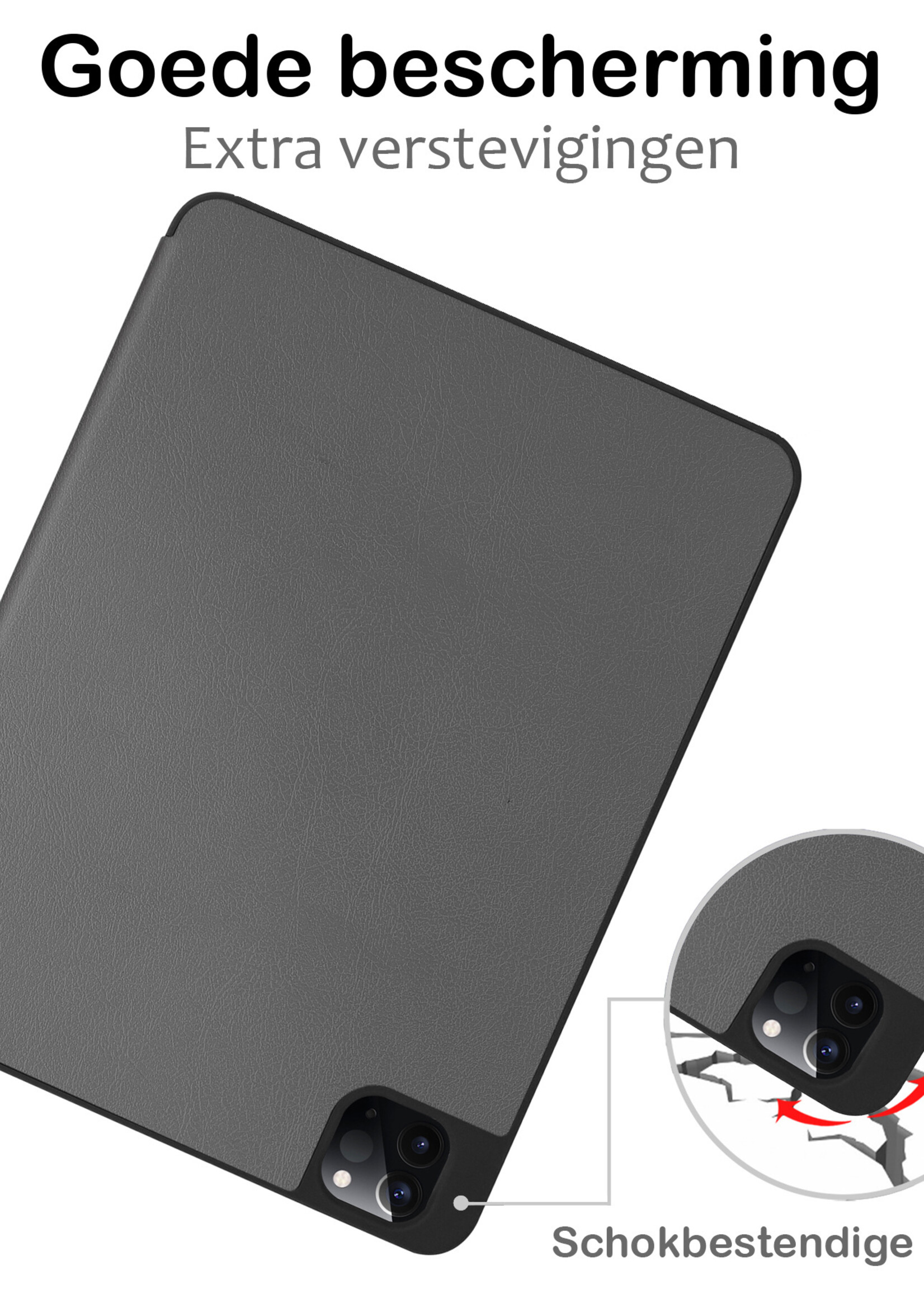 BTH BTH iPad Pro 12.9 inch (2022) Hoesje Met Apple Pencilhouder - Grijs