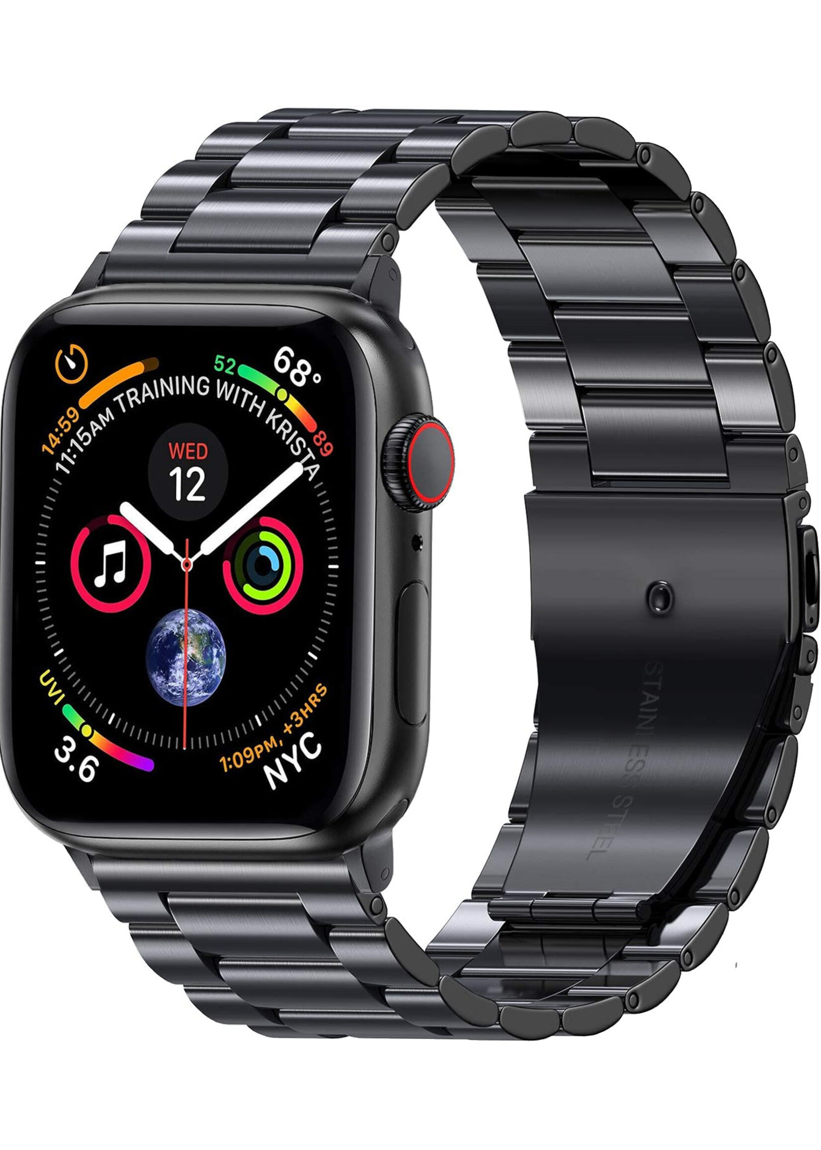 BTH Bandje Geschikt Voor Apple Watch Bandje 38/40/41 mm Metalen Schakel Polsband - Horloge Bandje Geschikt Voor Apple Watch 1-8 / SE - 38/40/41 mm - Zwart