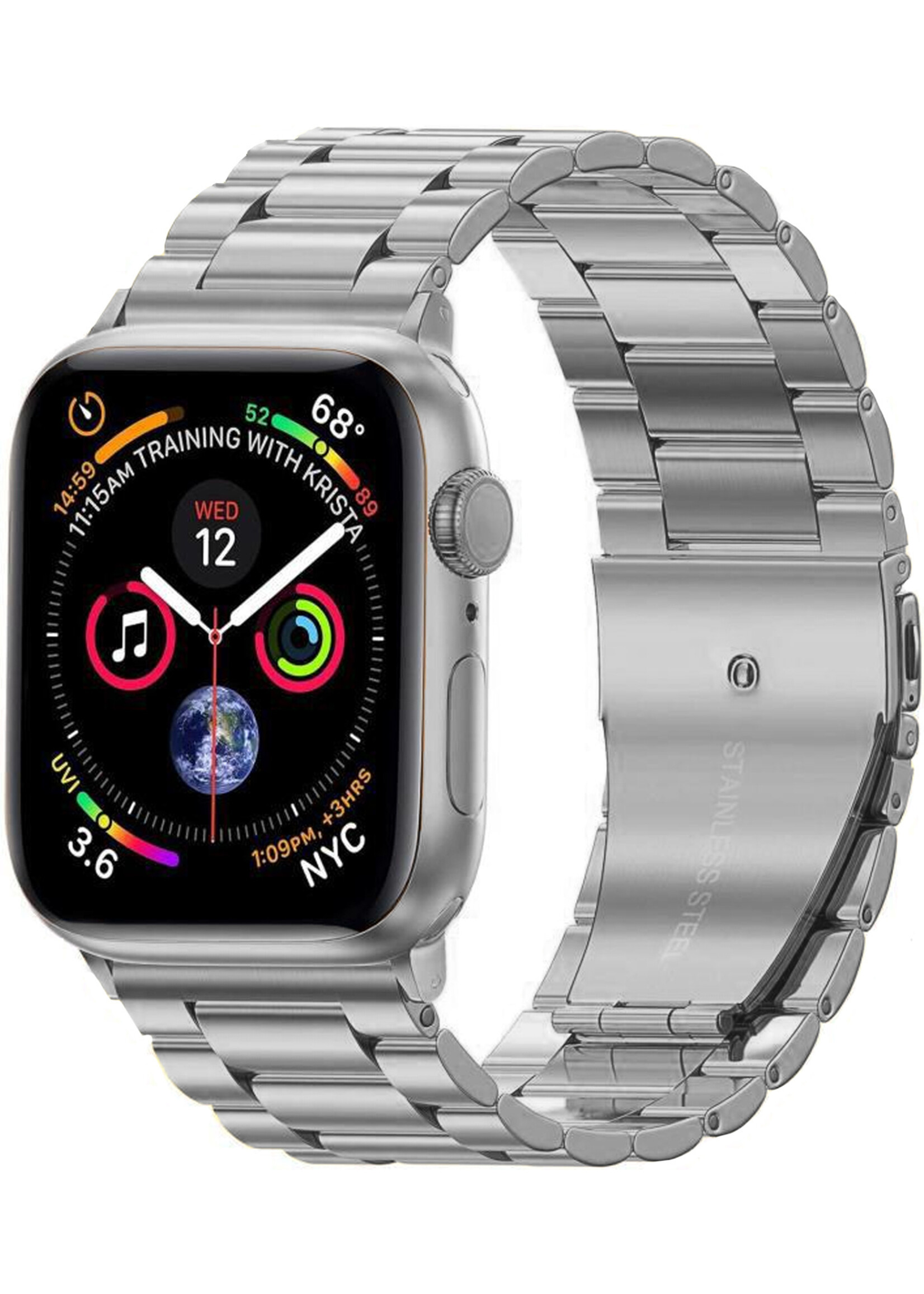 BTH Bandje Geschikt Voor Apple Watch Bandje 38/40/41 mm Metalen Schakel Polsband - Horloge Bandje Geschikt Voor Apple Watch 1-8 / SE - 38/40/41 mm - Zilver
