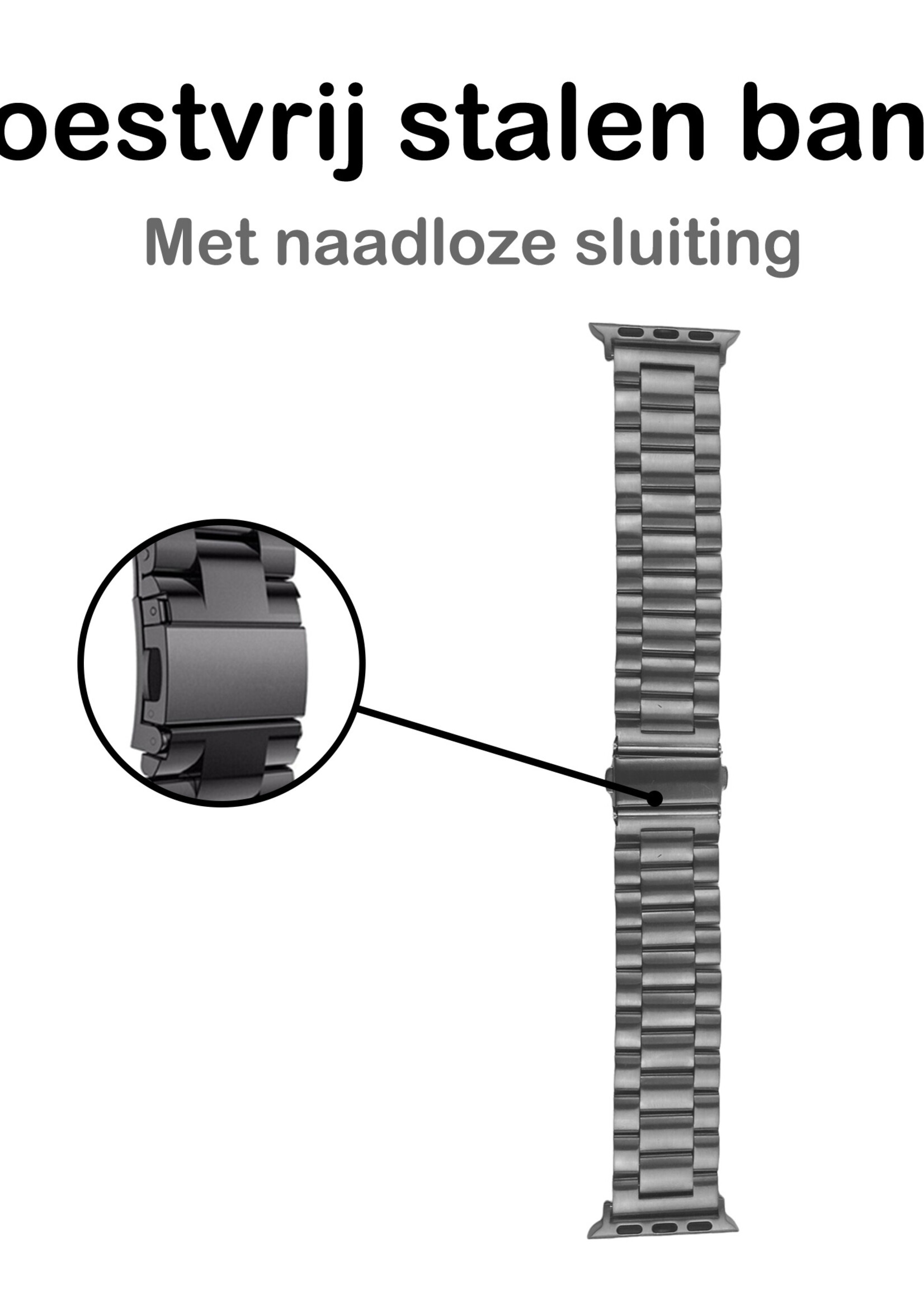 BTH Bandje Geschikt Voor Apple Watch Bandje 38/40/41 mm Metalen Schakel Polsband - Horloge Bandje Geschikt Voor Apple Watch 1-8 / SE - 38/40/41 mm - Zilver
