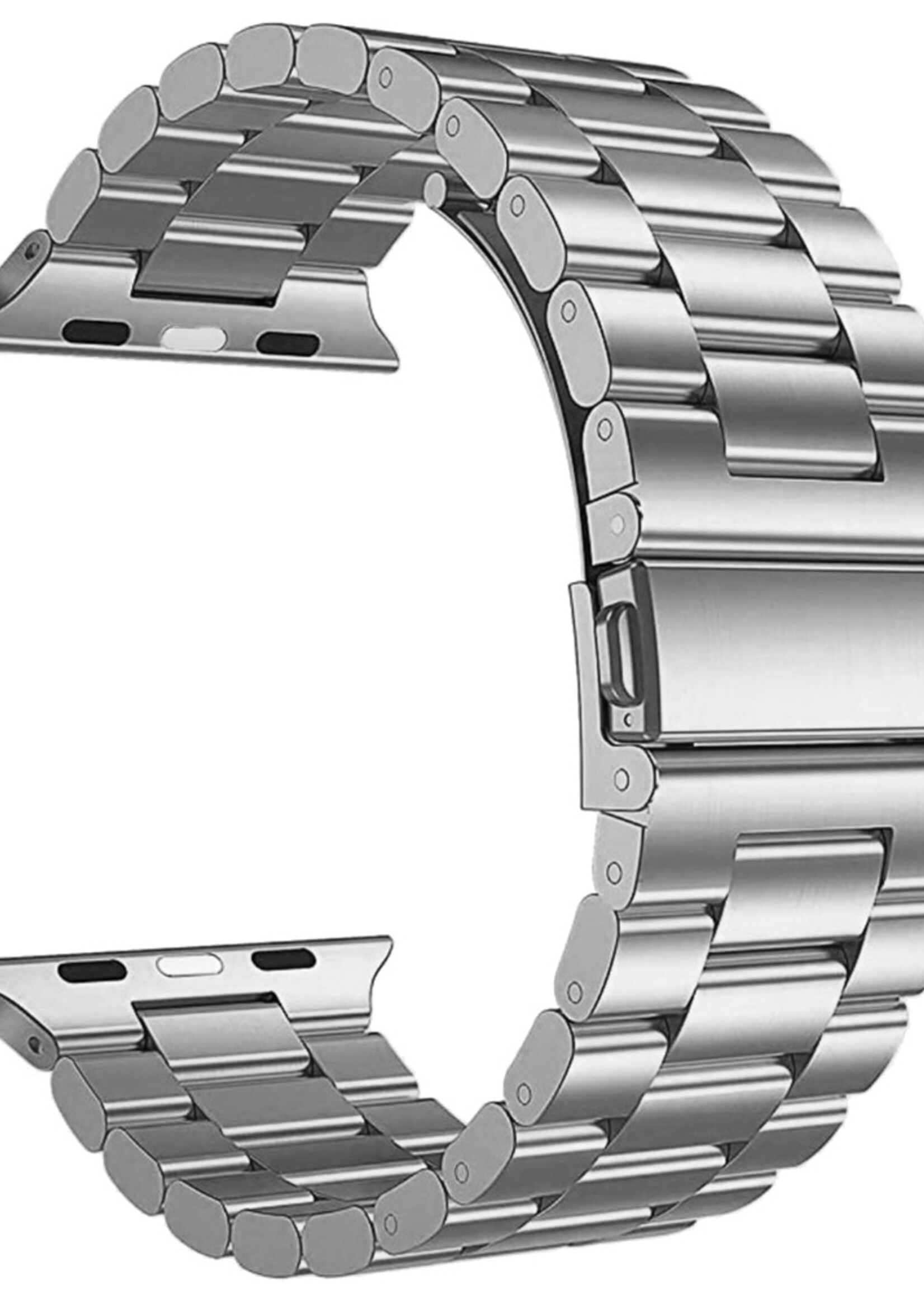 BTH Bandje Geschikt Voor Apple Watch Bandje 42/44/45 mm Metalen Schakel Polsband - Horloge Bandje Geschikt Voor Apple Watch 1-8 / SE - 42/44/45 mm - Zilver