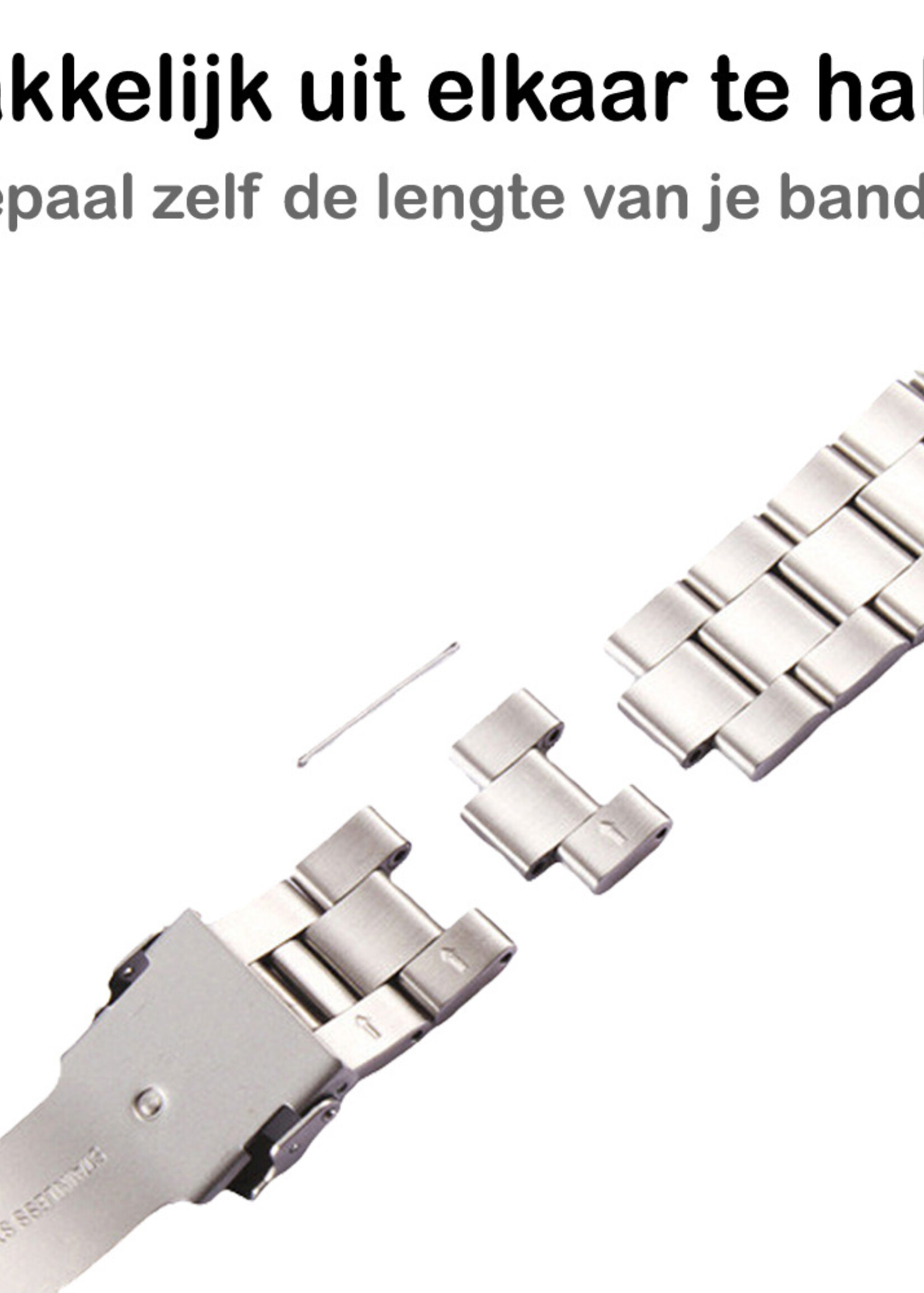 BTH Bandje Geschikt Voor Apple Watch Bandje 42/44/45 mm Metalen Schakel Polsband - Horloge Bandje Geschikt Voor Apple Watch 1-8 / SE - 42/44/45 mm - Zilver