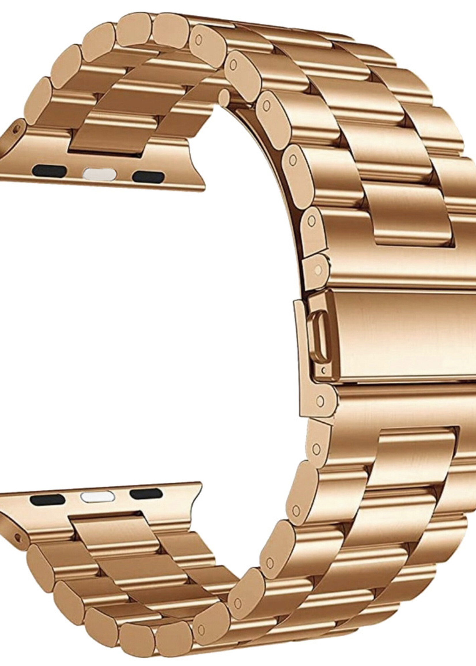 BTH Bandje Geschikt Voor Apple Watch Bandje 42/44/45 mm Metalen Schakel Polsband - Horloge Bandje Geschikt Voor Apple Watch 1-8 / SE - 42/44/45 mm - Goud