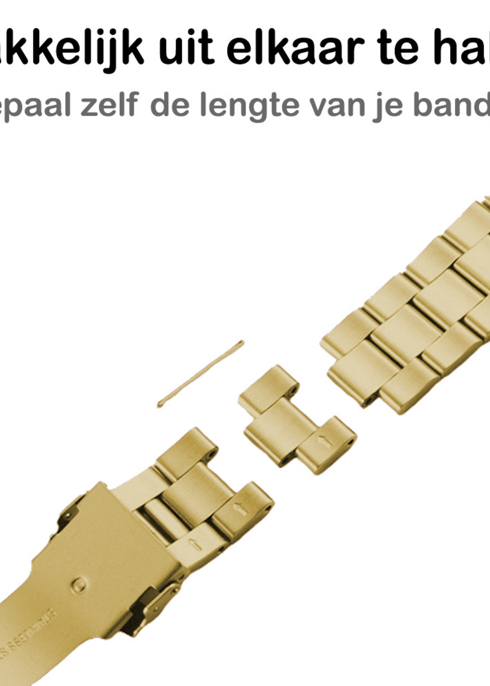 BTH Bandje Geschikt Voor Apple Watch Bandje 42/44/45 mm Metalen Schakel Polsband - Horloge Bandje Geschikt Voor Apple Watch 1-8 / SE - 42/44/45 mm - Goud