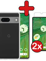 BTH BTH Google Pixel 7 Hoesje Siliconen Met 2x Screenprotector - Transparant