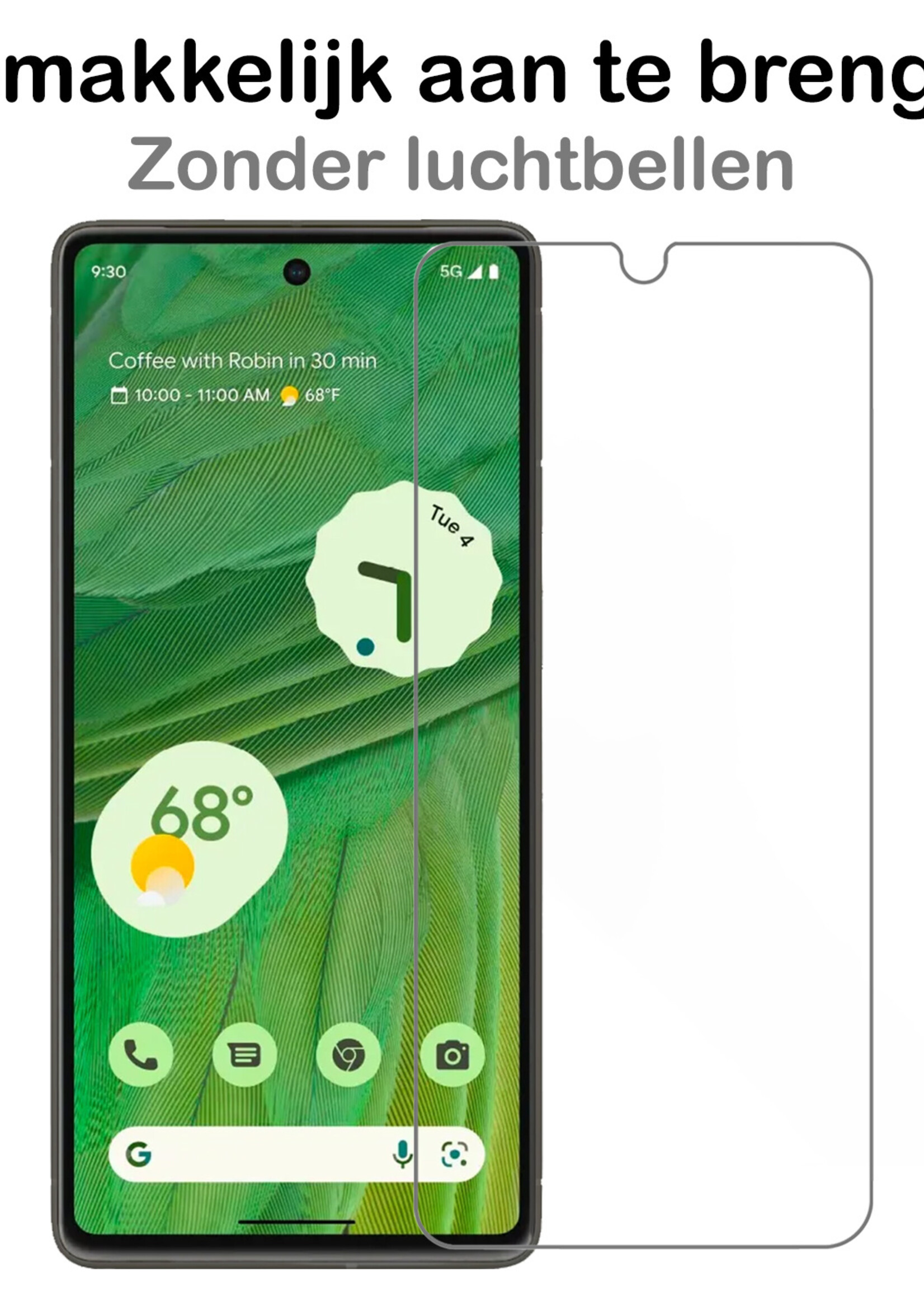 BTH Hoesje Geschikt voor Google Pixel 7 Hoesje Siliconen Case Hoes Met 2x Screenprotector - Hoes Geschikt voor Google Pixel 7 Hoes Cover Case - Transparant
