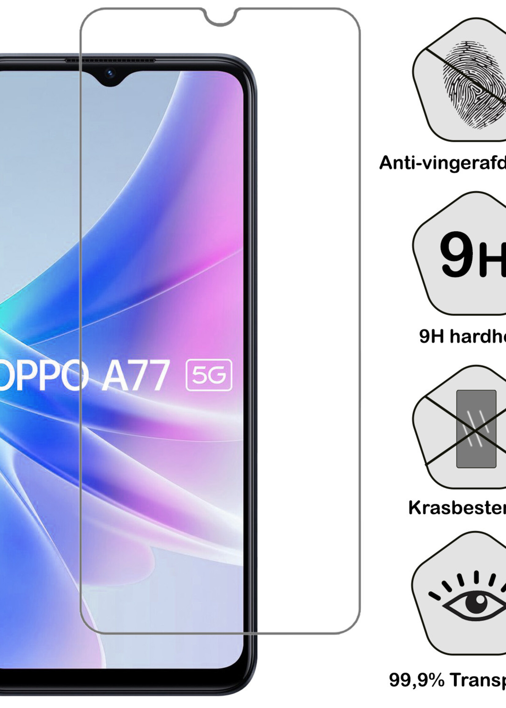 BTH Hoesje Geschikt voor OPPO A77 Hoesje Siliconen Shock Proof Case Hoes Met Screenprotector - Hoes Geschikt voor OPPO A77 Hoes Cover Case Shockproof - Transparant