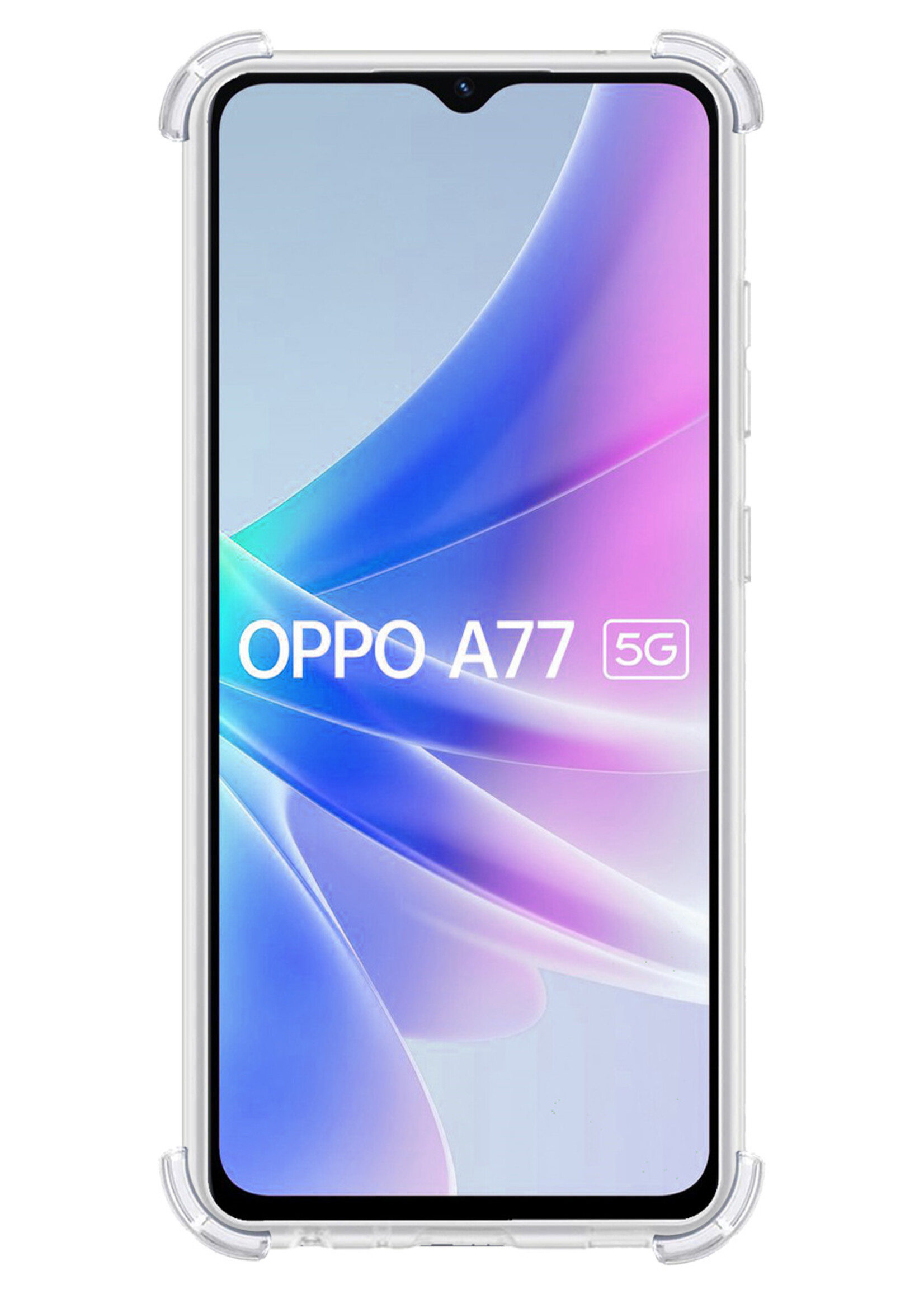 BTH Hoesje Geschikt voor OPPO A77 Hoesje Siliconen Shock Proof Case Hoes Met Screenprotector - Hoes Geschikt voor OPPO A77 Hoes Cover Case Shockproof - Transparant