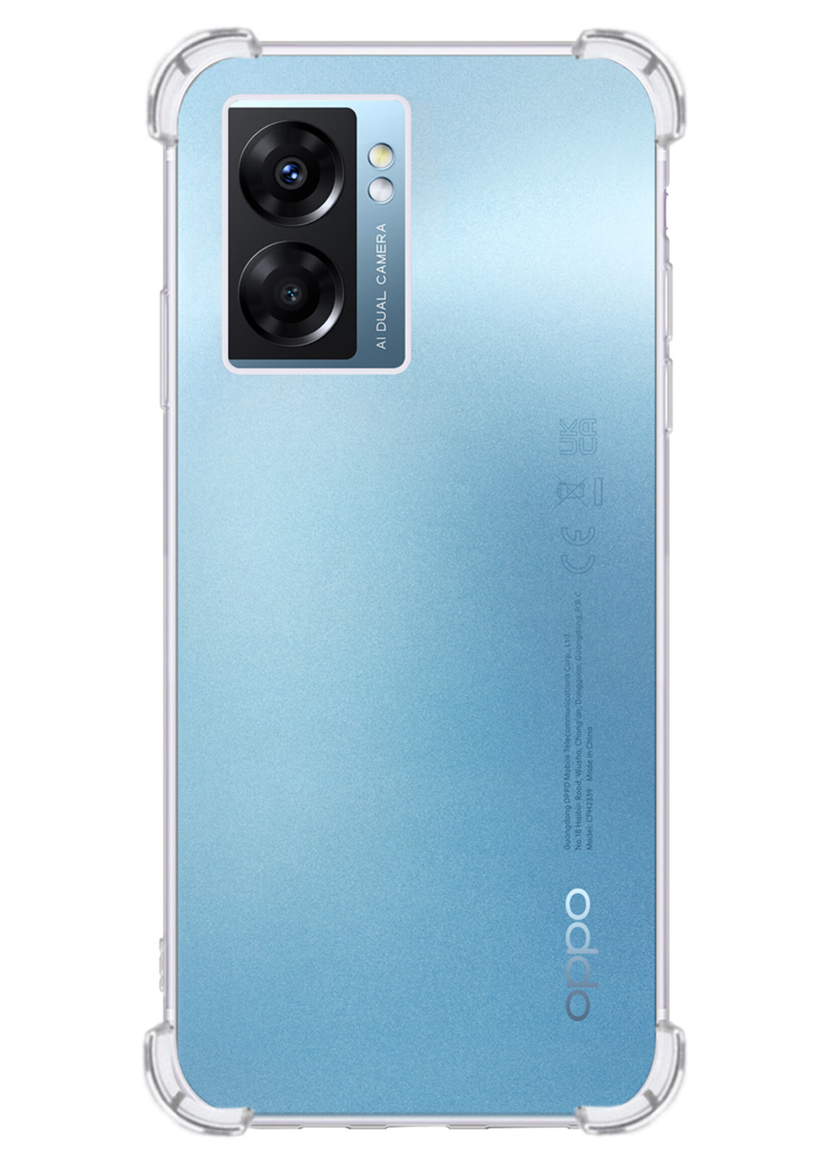 BTH Hoesje Geschikt voor OPPO A77 Hoesje Siliconen Shock Proof Case Hoes Met Screenprotector - Hoes Geschikt voor OPPO A77 Hoes Cover Case Shockproof - Transparant