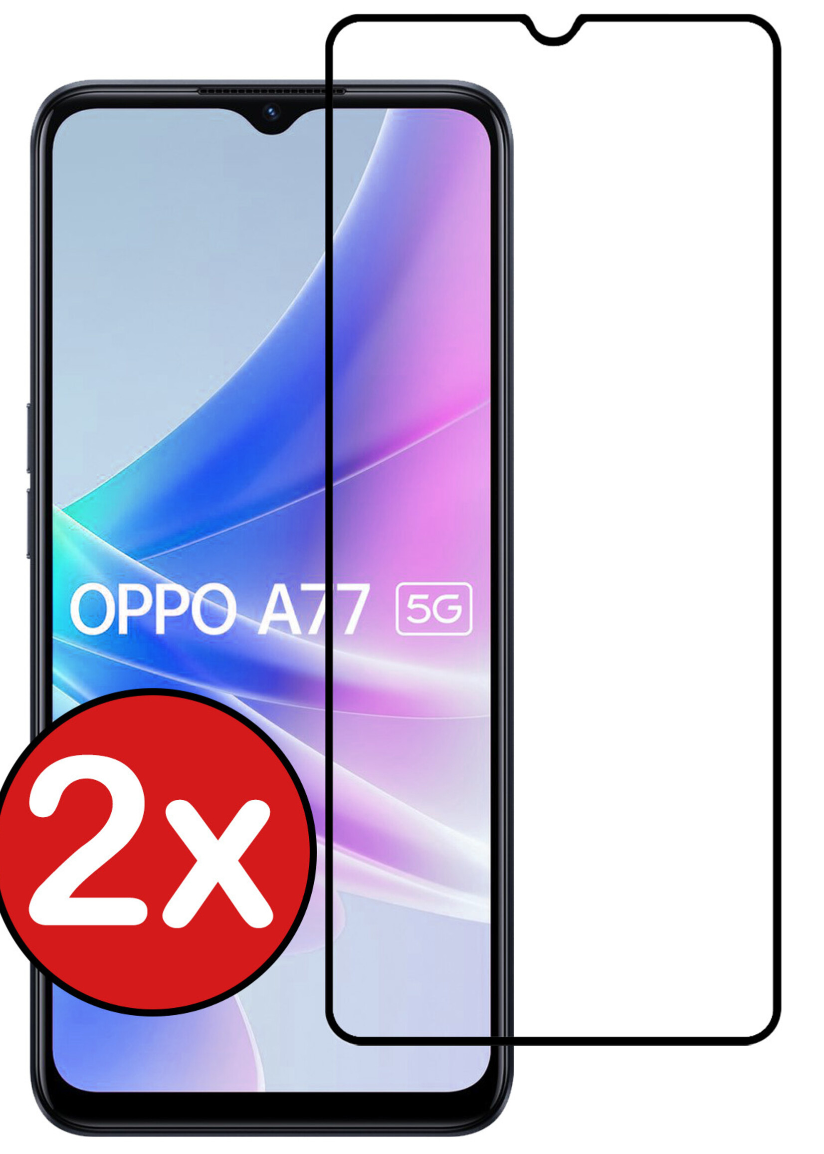 BTH Screenprotector Geschikt voor OPPO A77 Screenprotector Glas Gehard Tempered Glass Full Cover - Screenprotector Geschikt voor OPPO A77 Screen Protector Screen Cover - 2 PACK