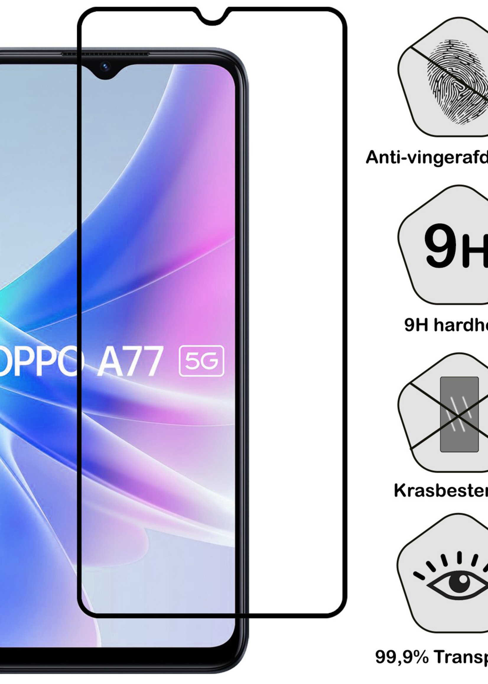 BTH Screenprotector Geschikt voor OPPO A77 Screenprotector Glas Gehard Tempered Glass Full Cover - Screenprotector Geschikt voor OPPO A77 Screen Protector Screen Cover - 2 PACK