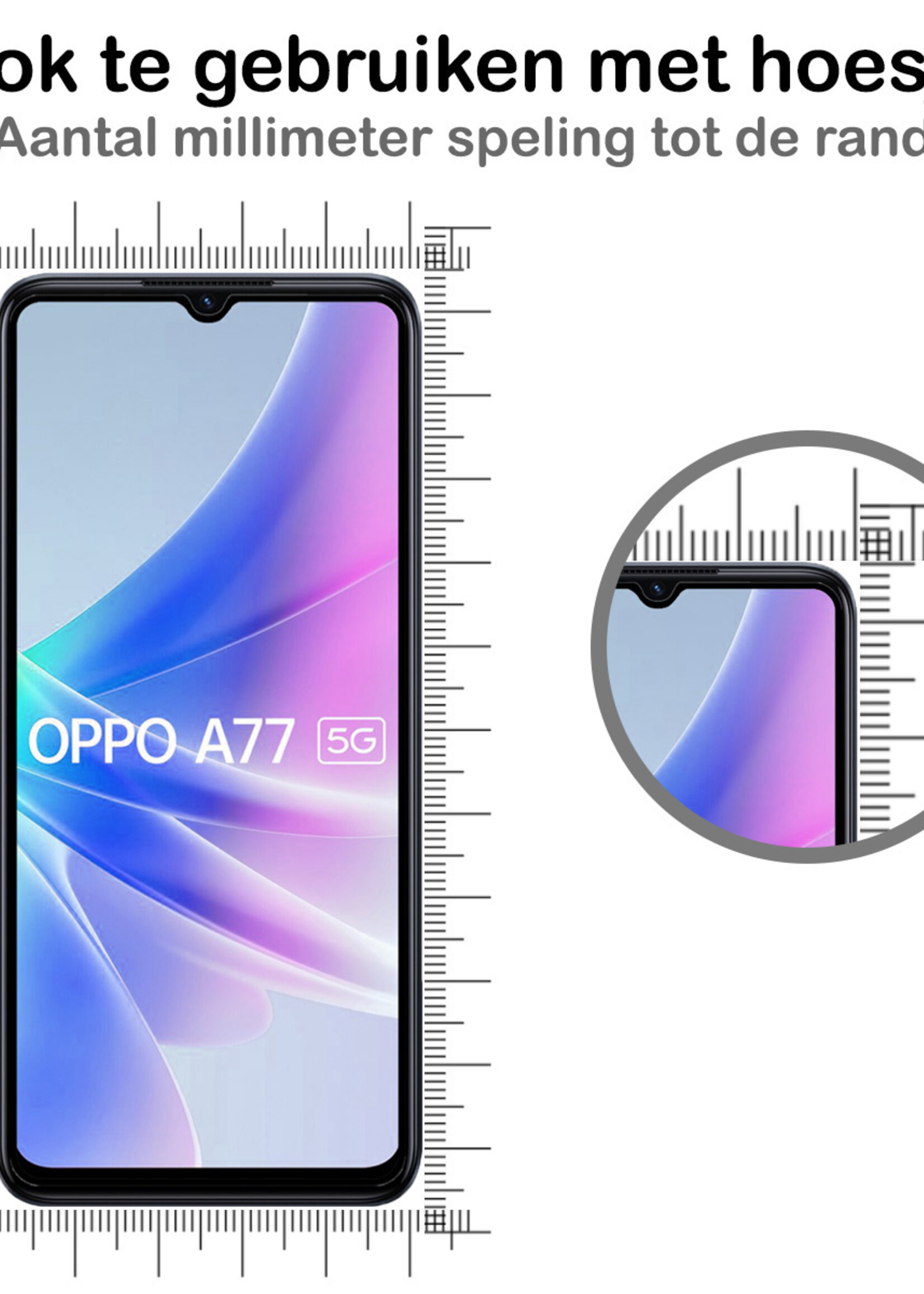 BTH Screenprotector Geschikt voor OPPO A77 Screenprotector Glas Gehard Tempered Glass Full Cover - Screenprotector Geschikt voor OPPO A77 Screen Protector Screen Cover - 3 PACK