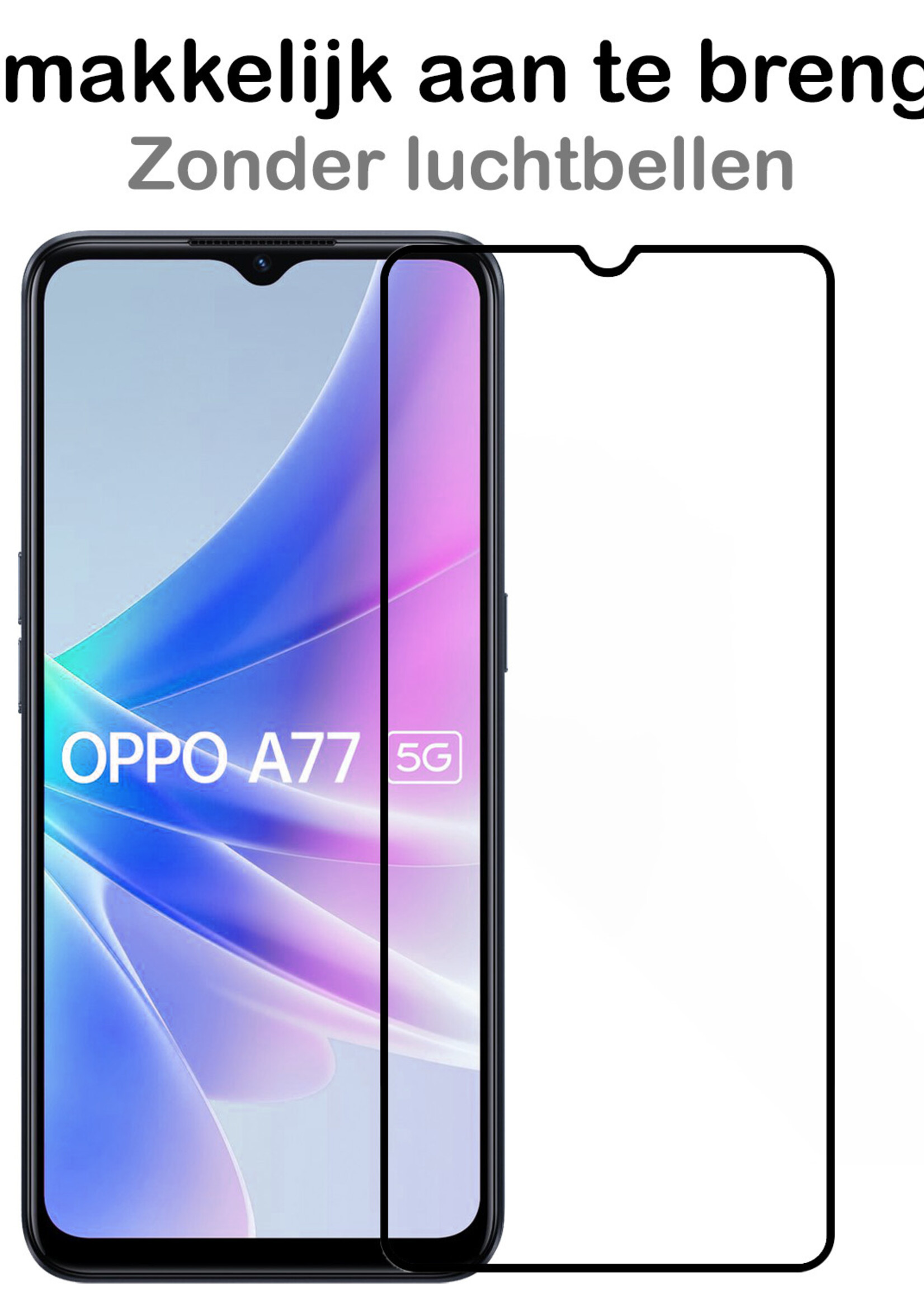 BTH Screenprotector Geschikt voor OPPO A77 Screenprotector Glas Gehard Tempered Glass Full Cover - Screenprotector Geschikt voor OPPO A77 Screen Protector Screen Cover - 3 PACK