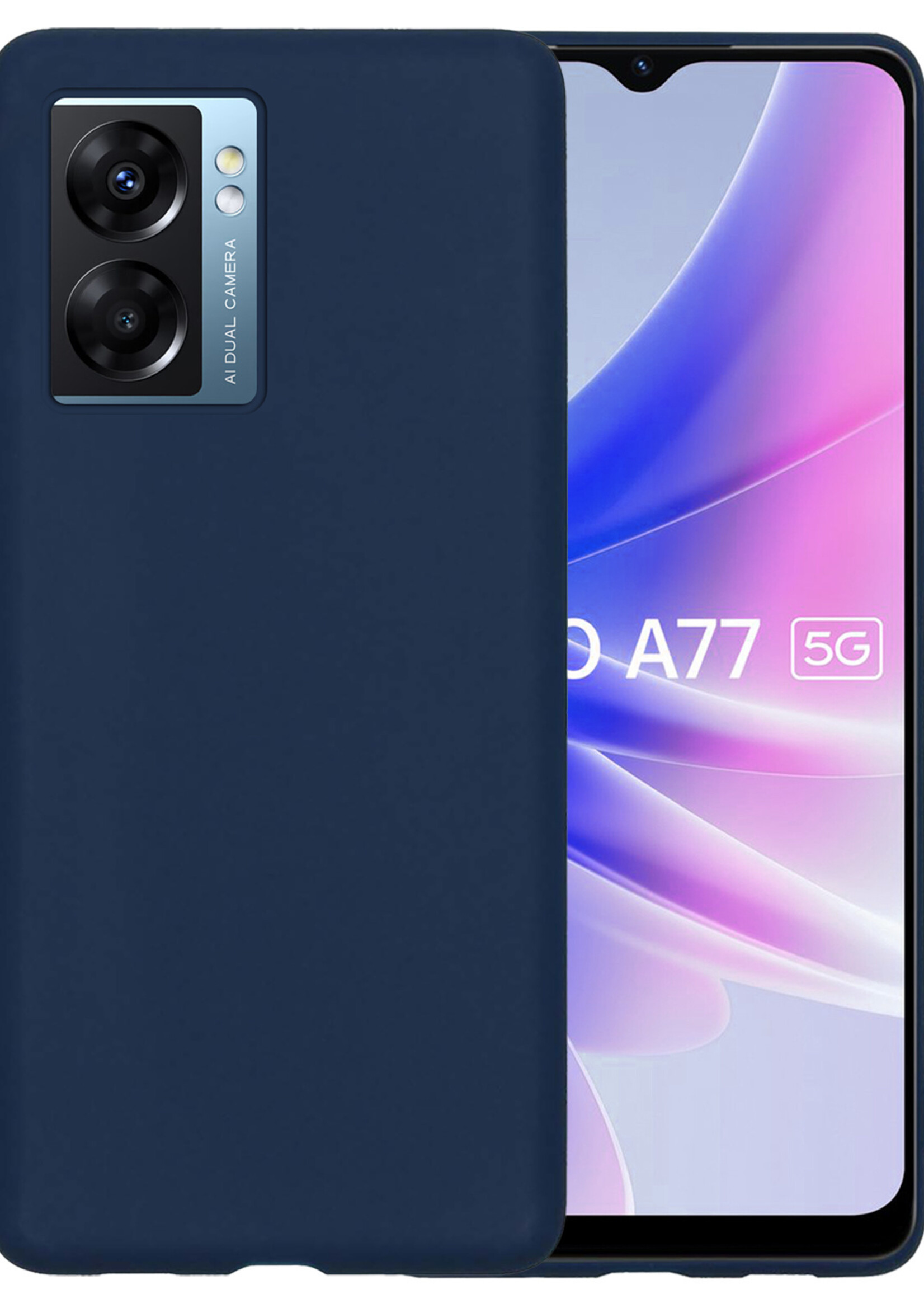 BTH OPPO A77 Hoesje Siliconen Case Cover - OPPO A77 Hoesje Cover Hoes Siliconen - Donker Blauw