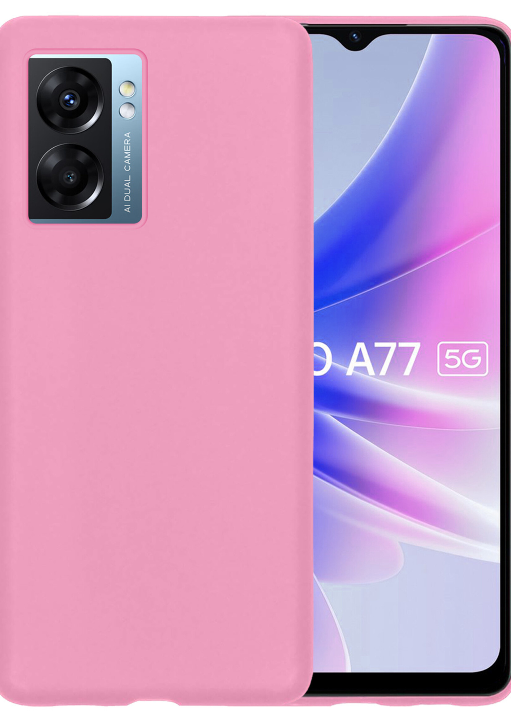 BTH OPPO A77 Hoesje Siliconen Case Cover - OPPO A77 Hoesje Cover Hoes Siliconen - Licht Roze