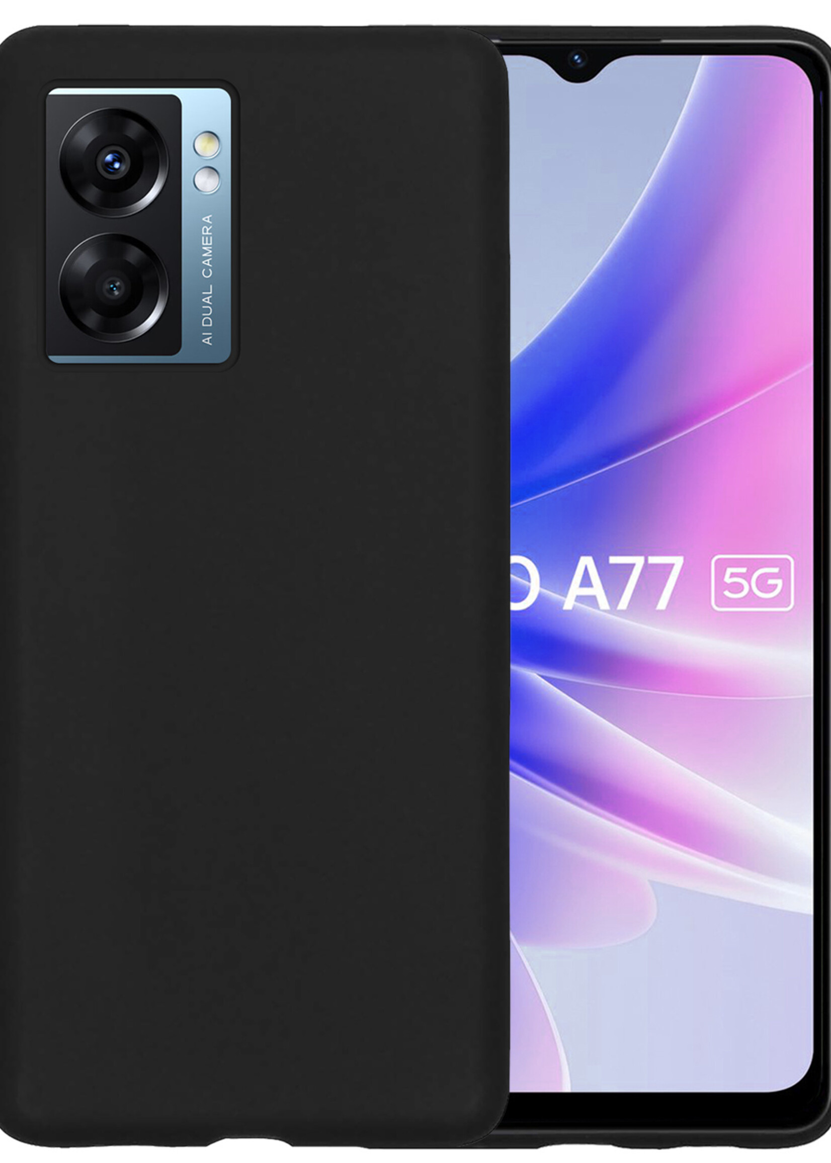 BTH OPPO A77 Hoesje Siliconen Case Cover - OPPO A77 Hoesje Cover Hoes Siliconen - Zwart