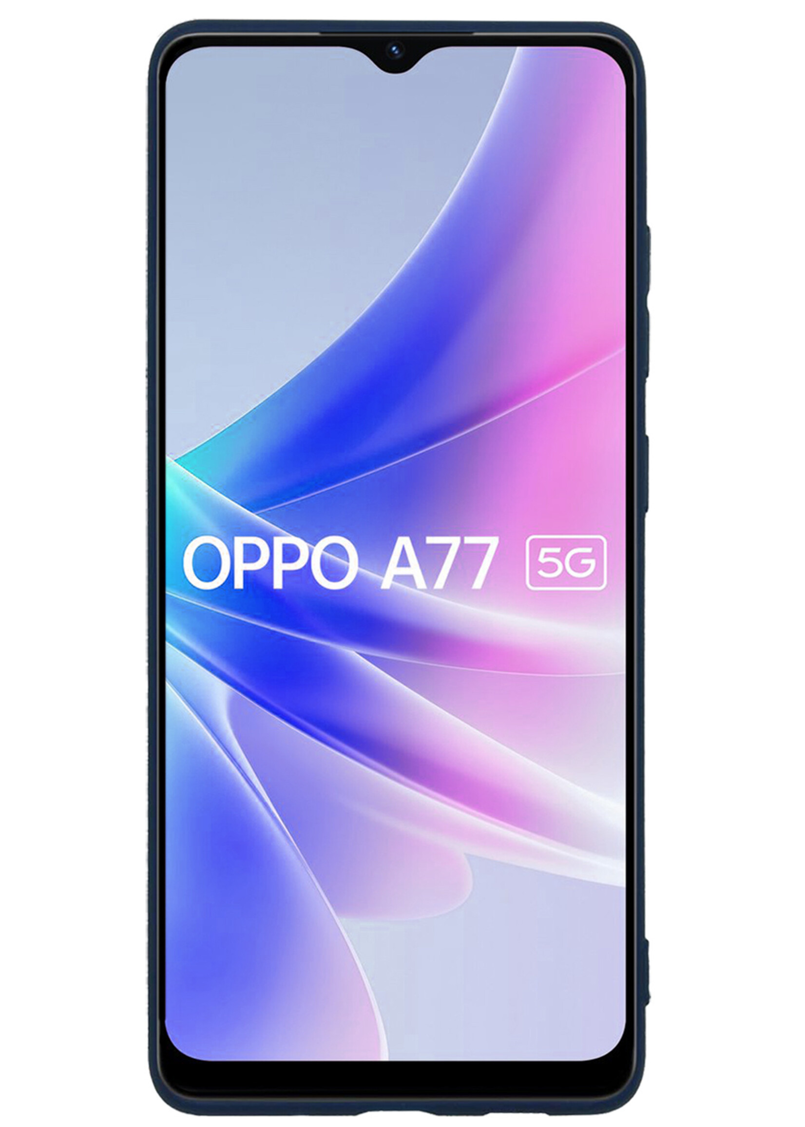 BTH Hoesje Geschikt voor OPPO A77 Hoesje Siliconen Case Hoes - Hoes Geschikt voor OPPO A77 Hoes Cover Case - Donkerblauw - 2 PACK