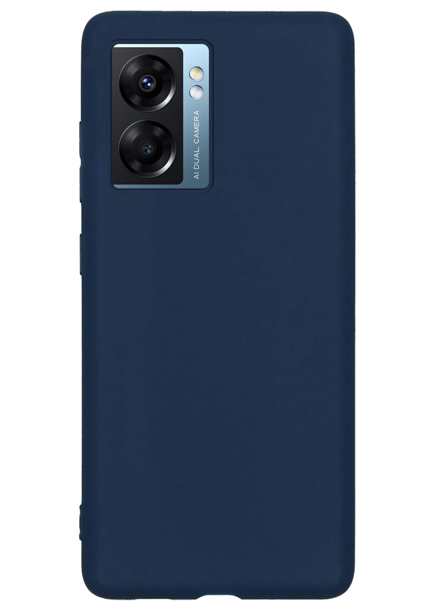 BTH Hoesje Geschikt voor OPPO A77 Hoesje Siliconen Case Hoes - Hoes Geschikt voor OPPO A77 Hoes Cover Case - Donkerblauw - 2 PACK
