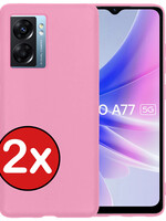 BTH BTH OPPO A77 Hoesje Siliconen - Lichtroze - 2 PACK
