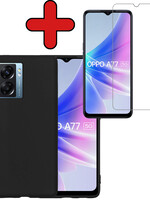 BTH BTH OPPO A77 Hoesje Siliconen Met Screenprotector - Zwart